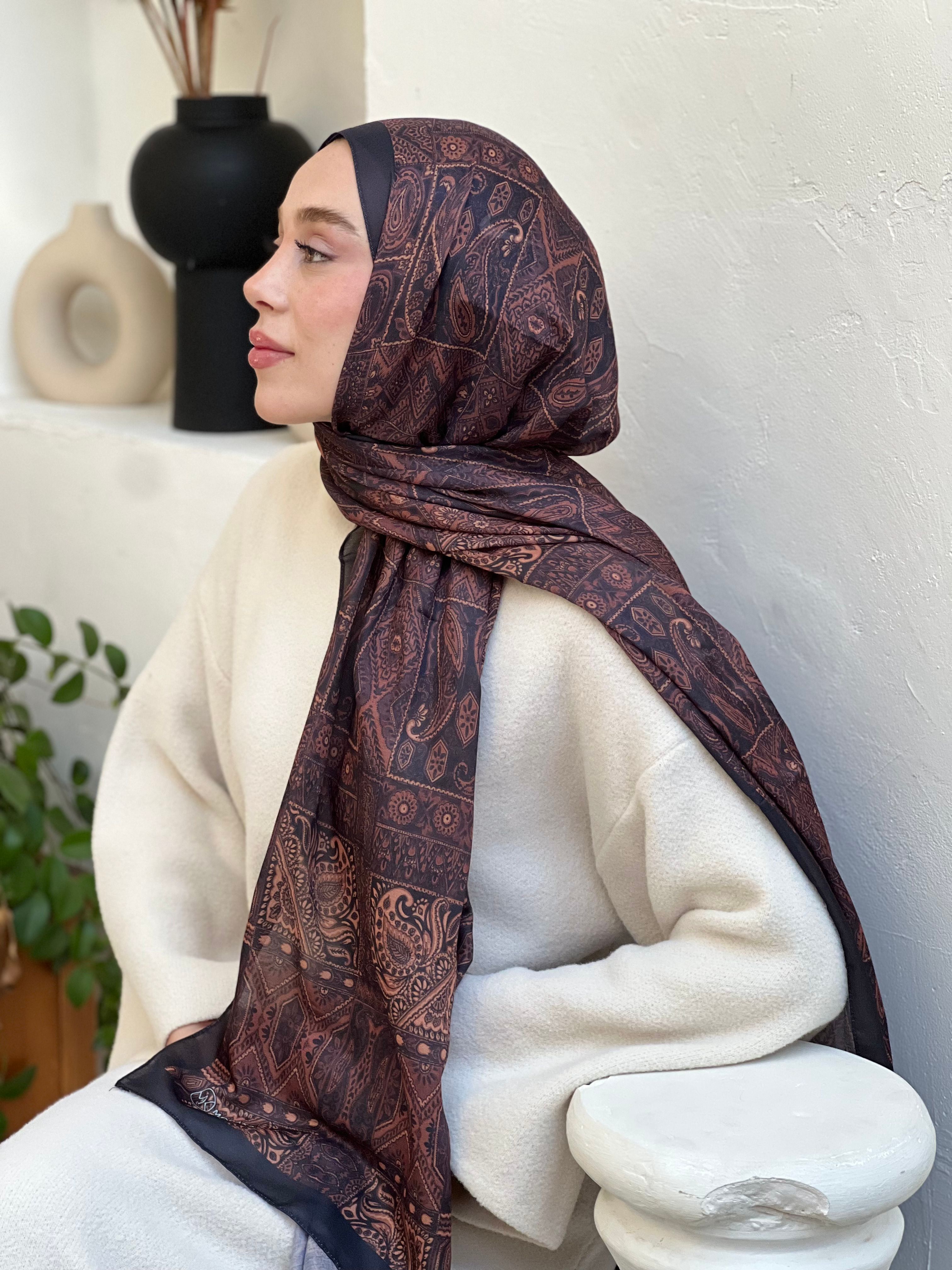 Siena Pattern Cotton Shawl - Black-Espresso