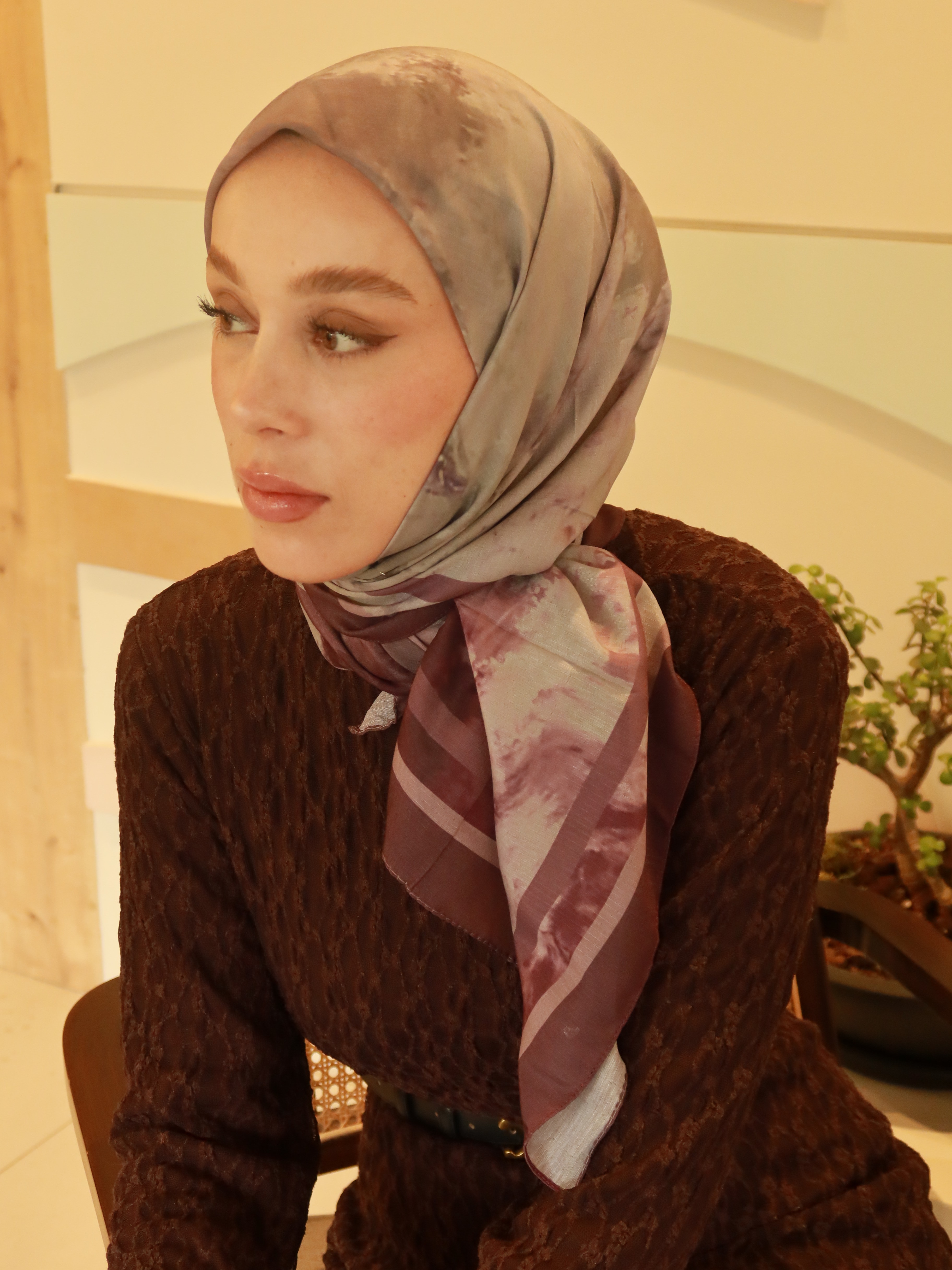 Eterya Desen Lina Eşarp - Mürdüm