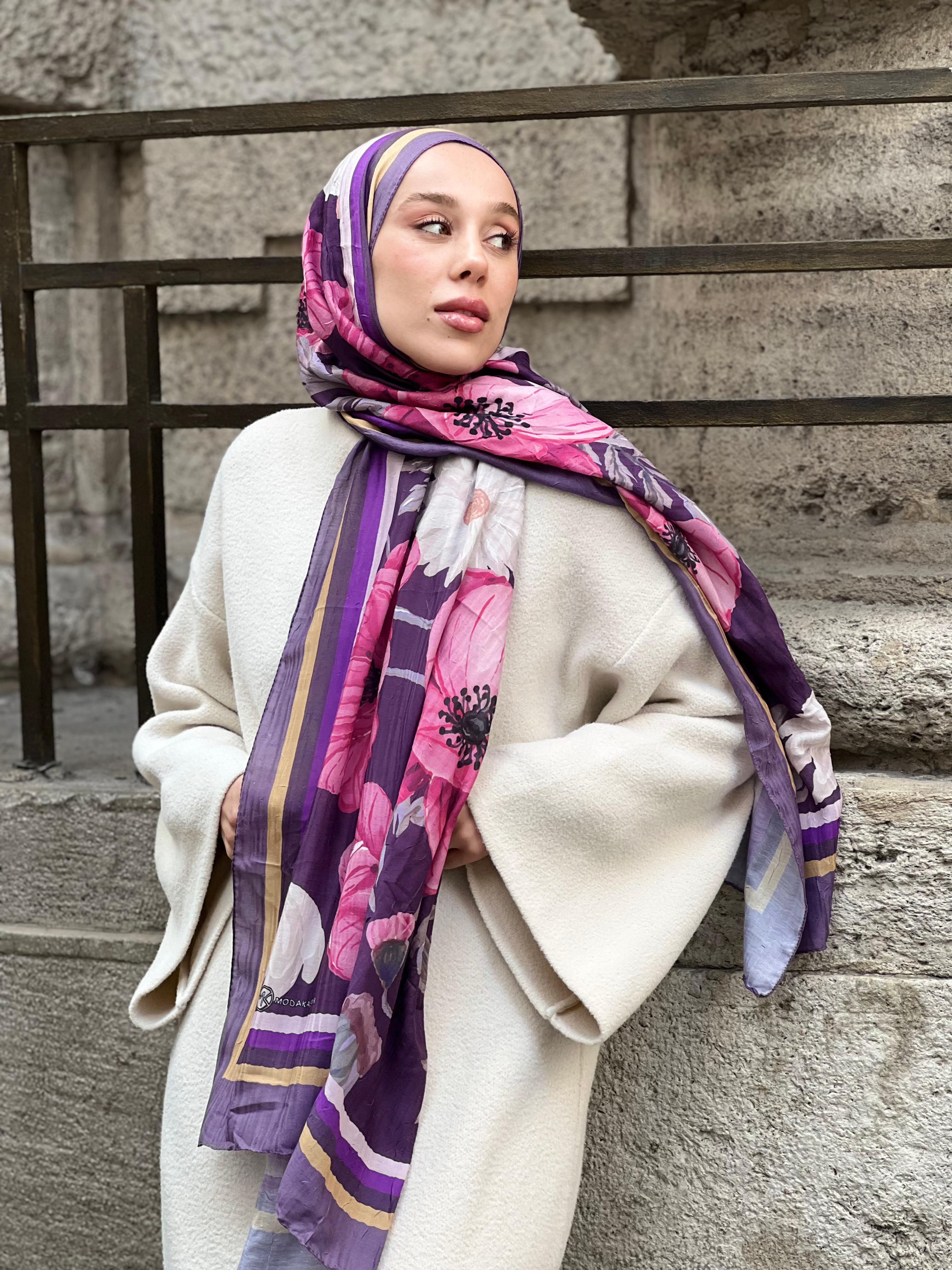 Margarit Pattern Bamboo Shawl - Magenta