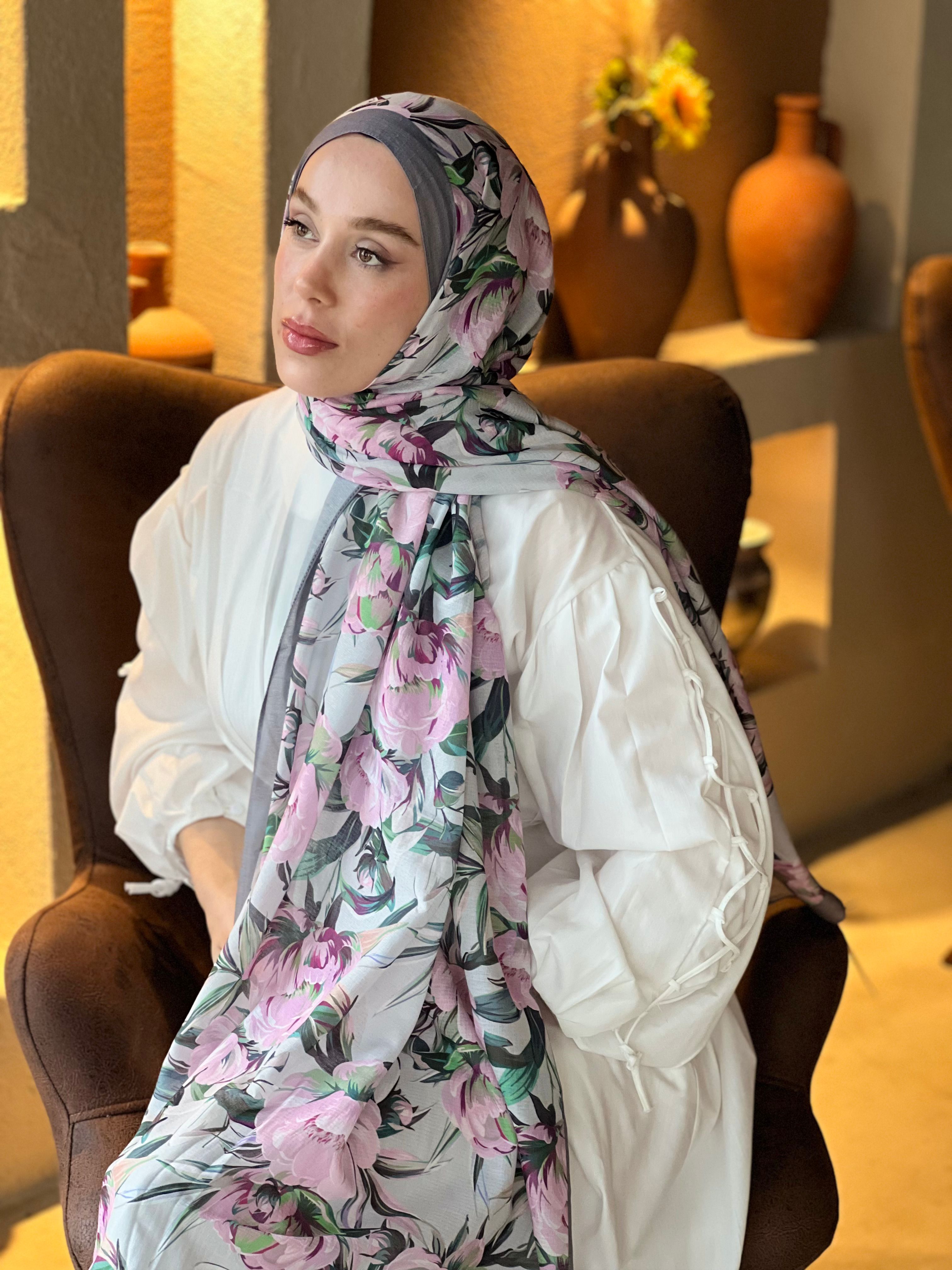 Seta Desen Lina Şal - Antrasit