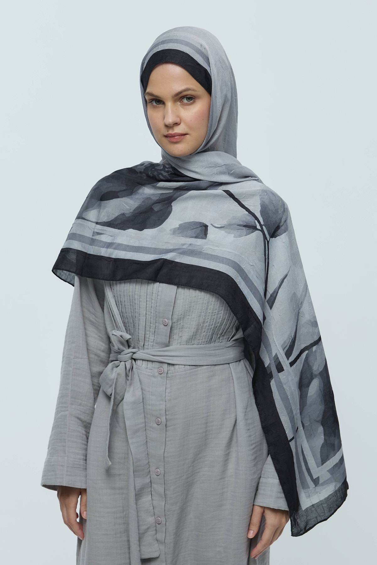 Eylül Desen Bambu Şal - Siyah