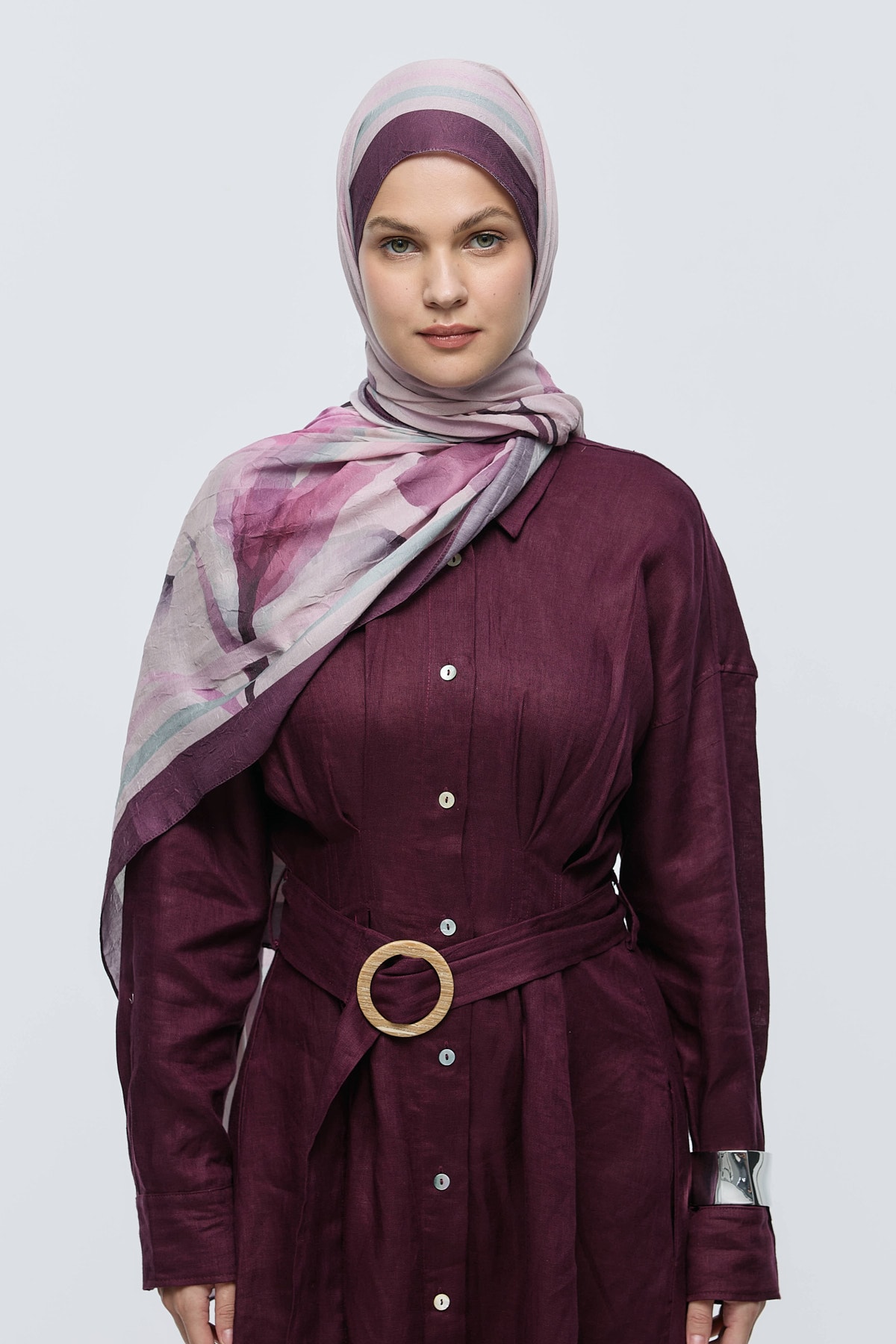 Eylül Desen Bambu Şal - Mürdüm