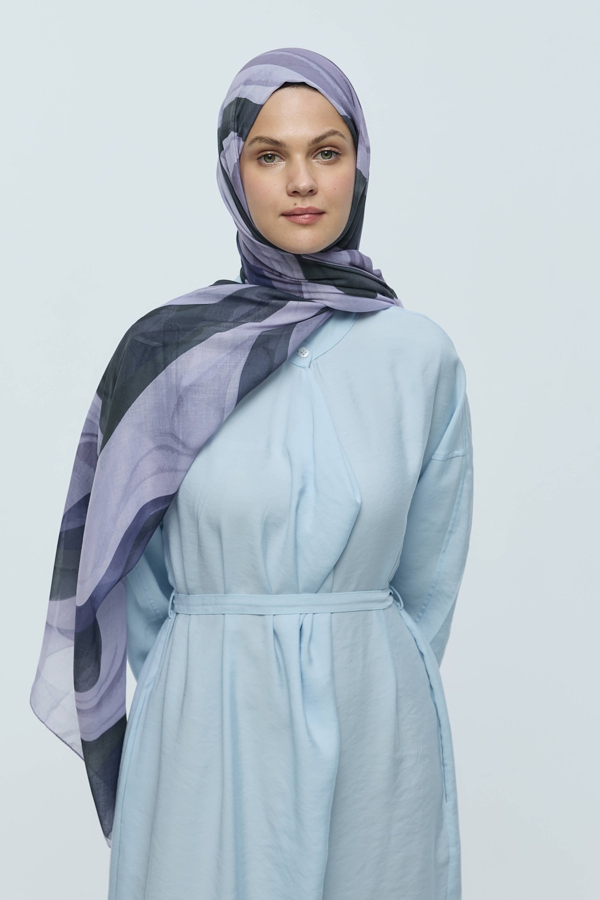Myris Desen Aya Şal - Eflatun