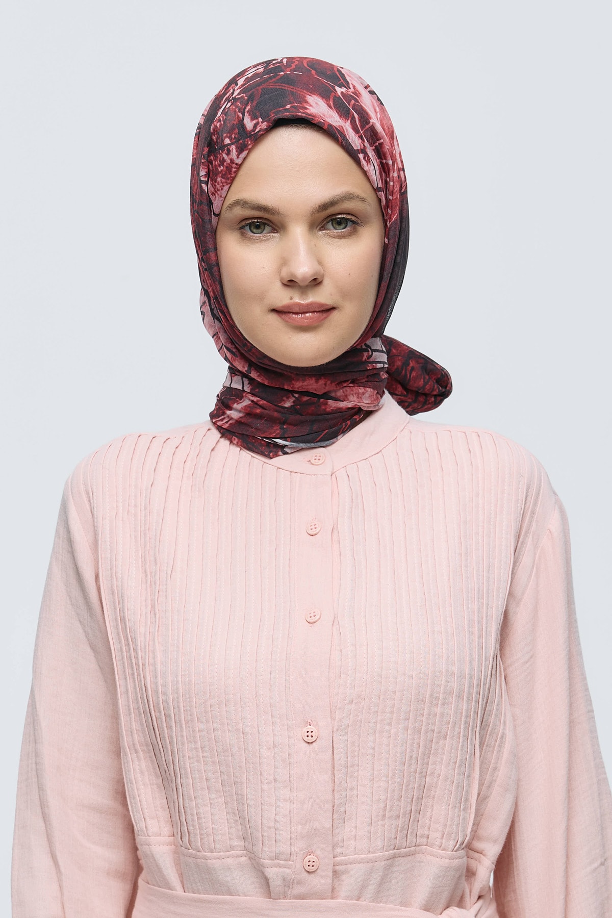 Safir Yaprak Desen Aya Şal - Bordo