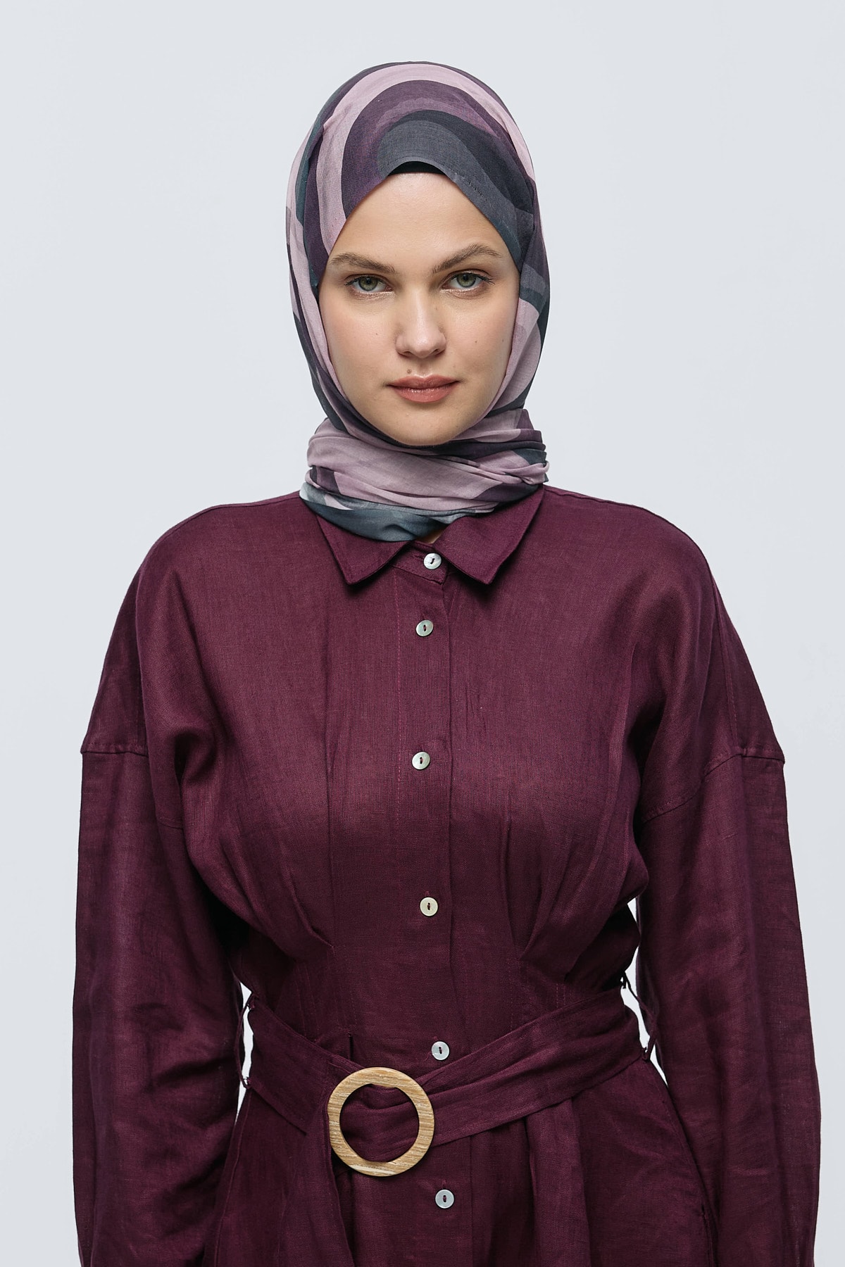 Myris Desen Aya Şal - Pembe-Siyah