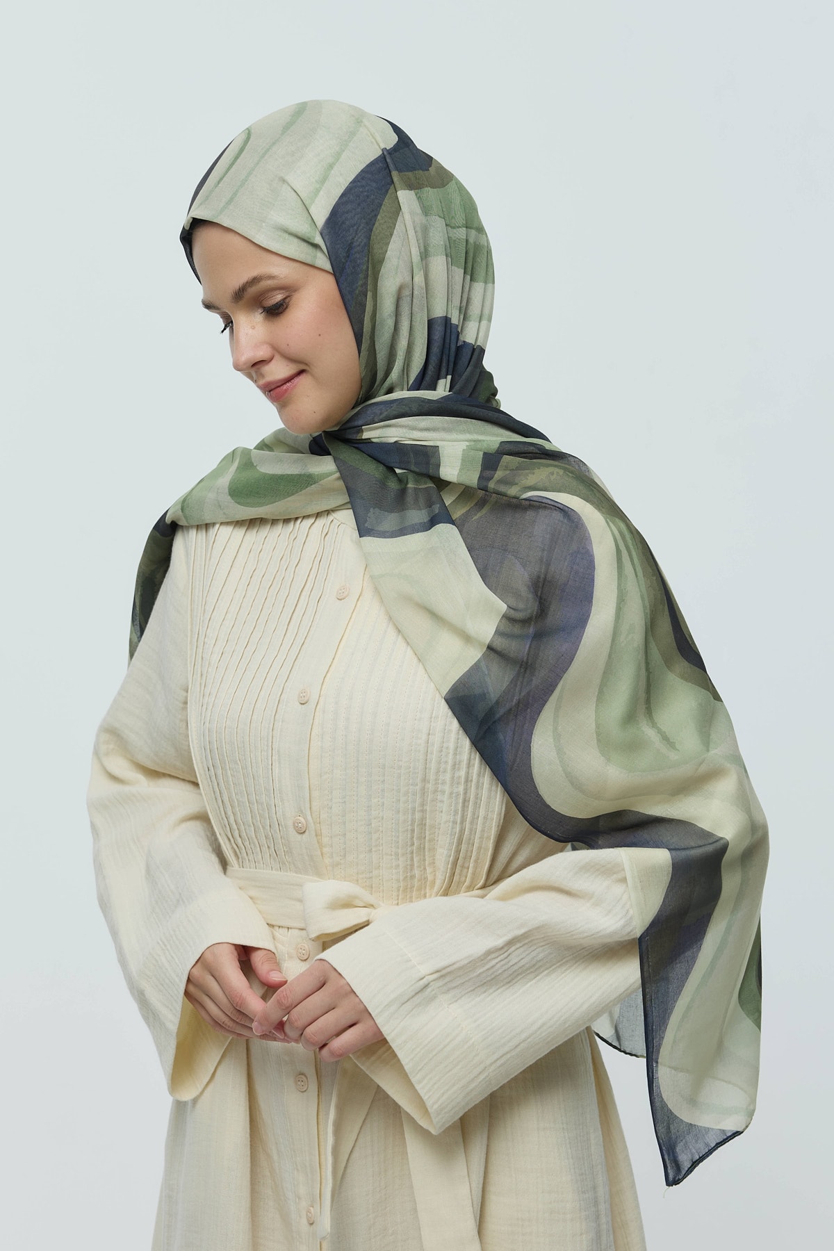 Myris Desen Aya Şal - Yeşil Çay