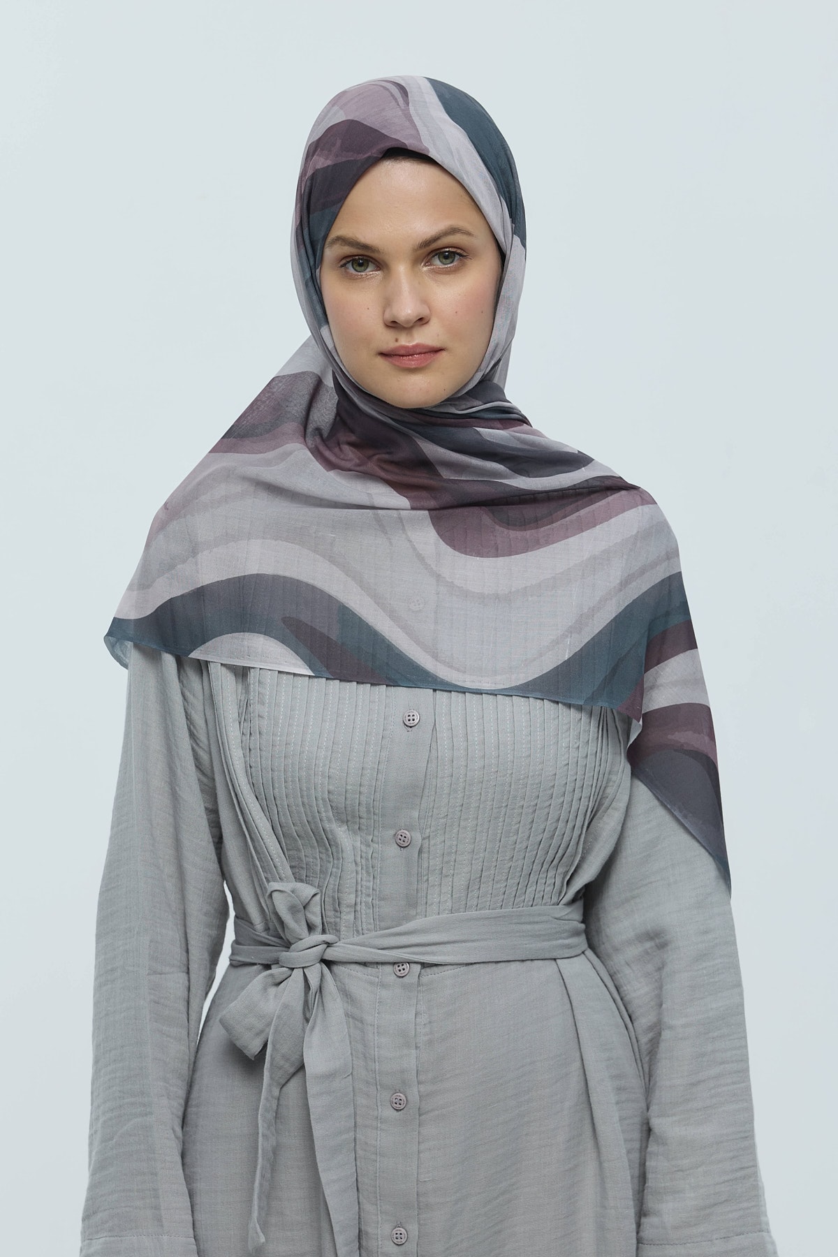 Myris Desen Aya Şal - Gri-Siyah