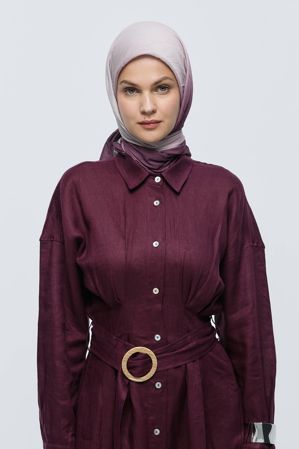 Mirora Desen Bambu Eşarp - Mürdüm