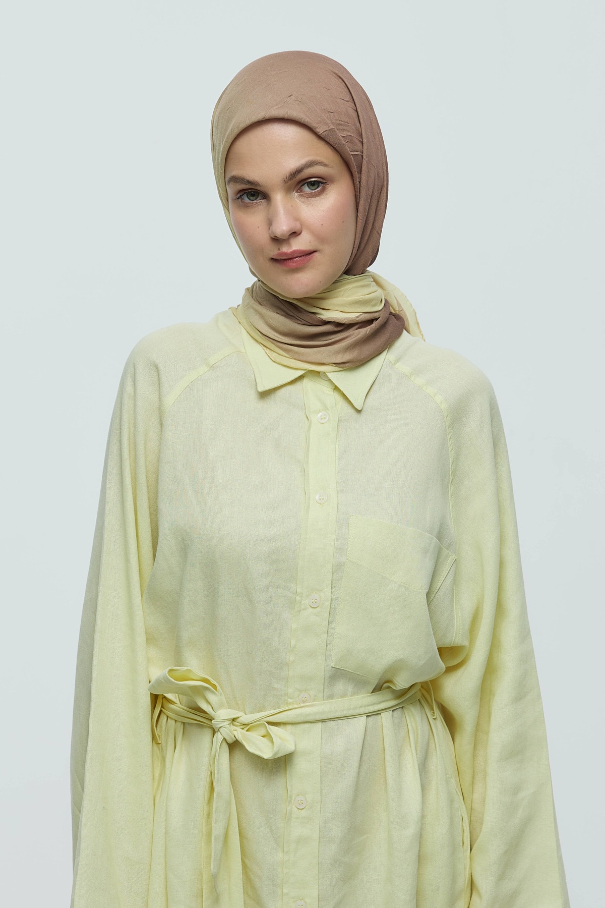 Mirora Desen Bambu Eşarp - Butter Yellow