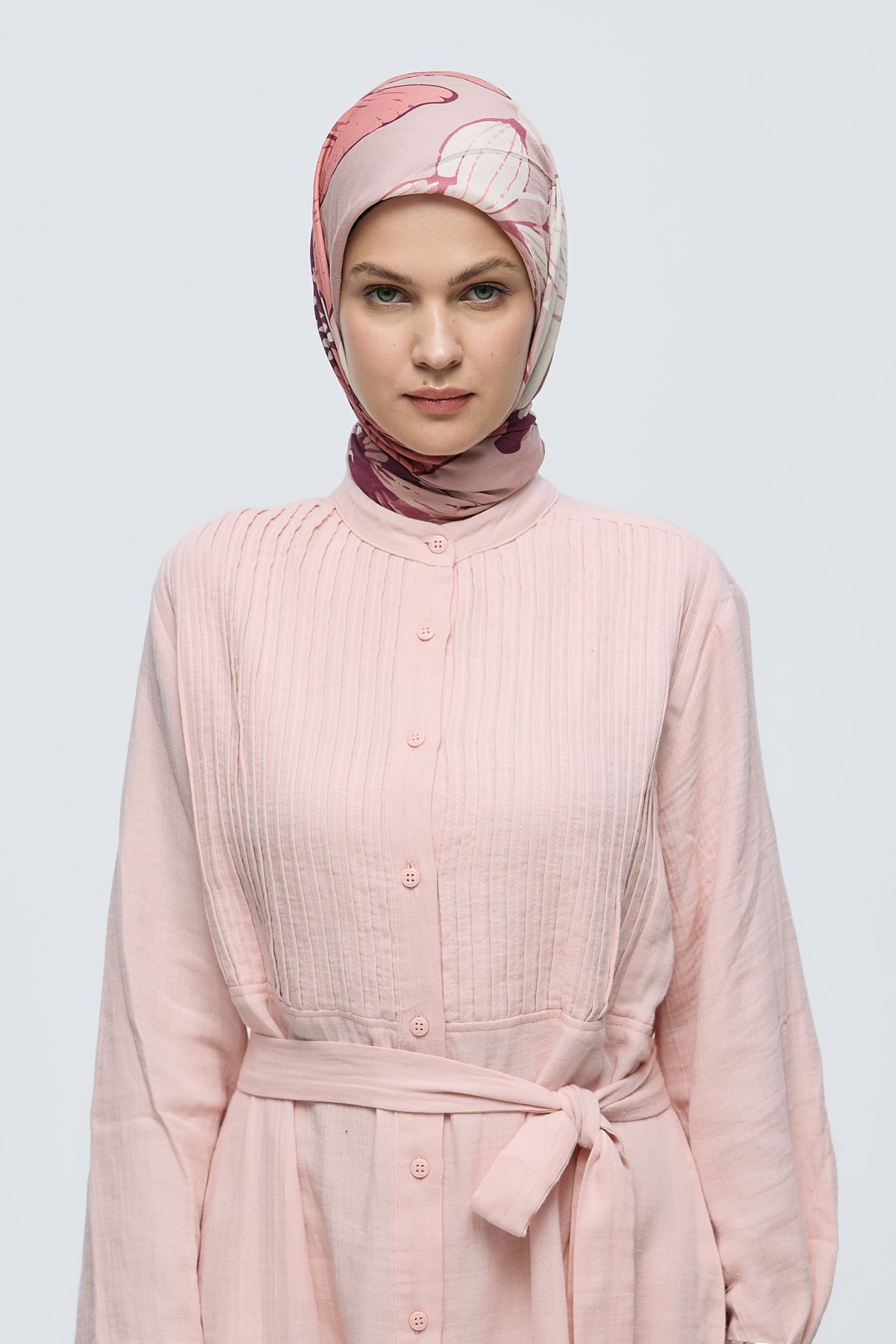 Şakayık Desen Bambu Eşarp - Somon