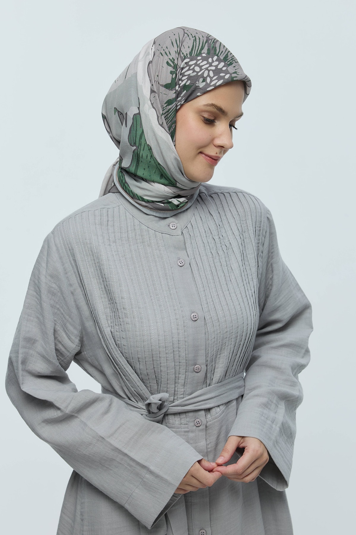 Şakayık Desen Bambu Eşarp