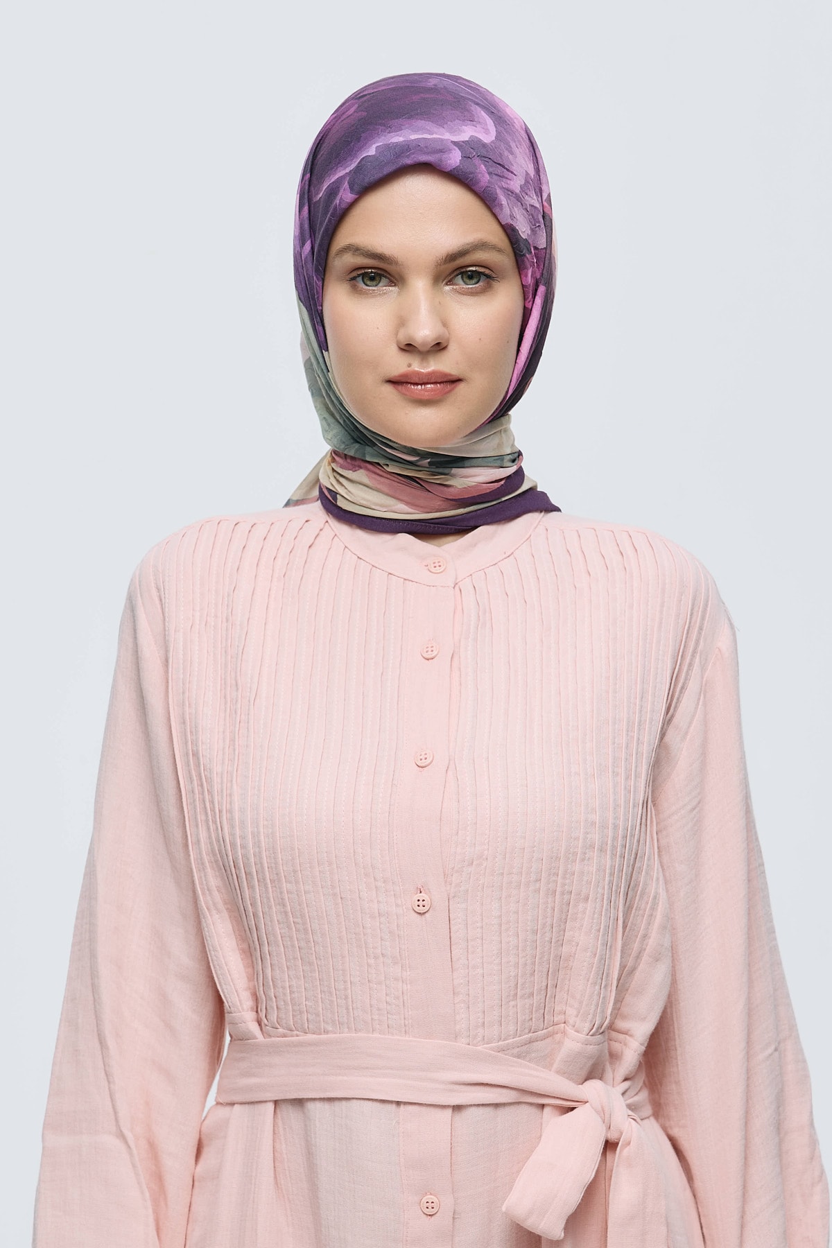 Rosa Desen Bambu Eşarp - Patlıcan Moru