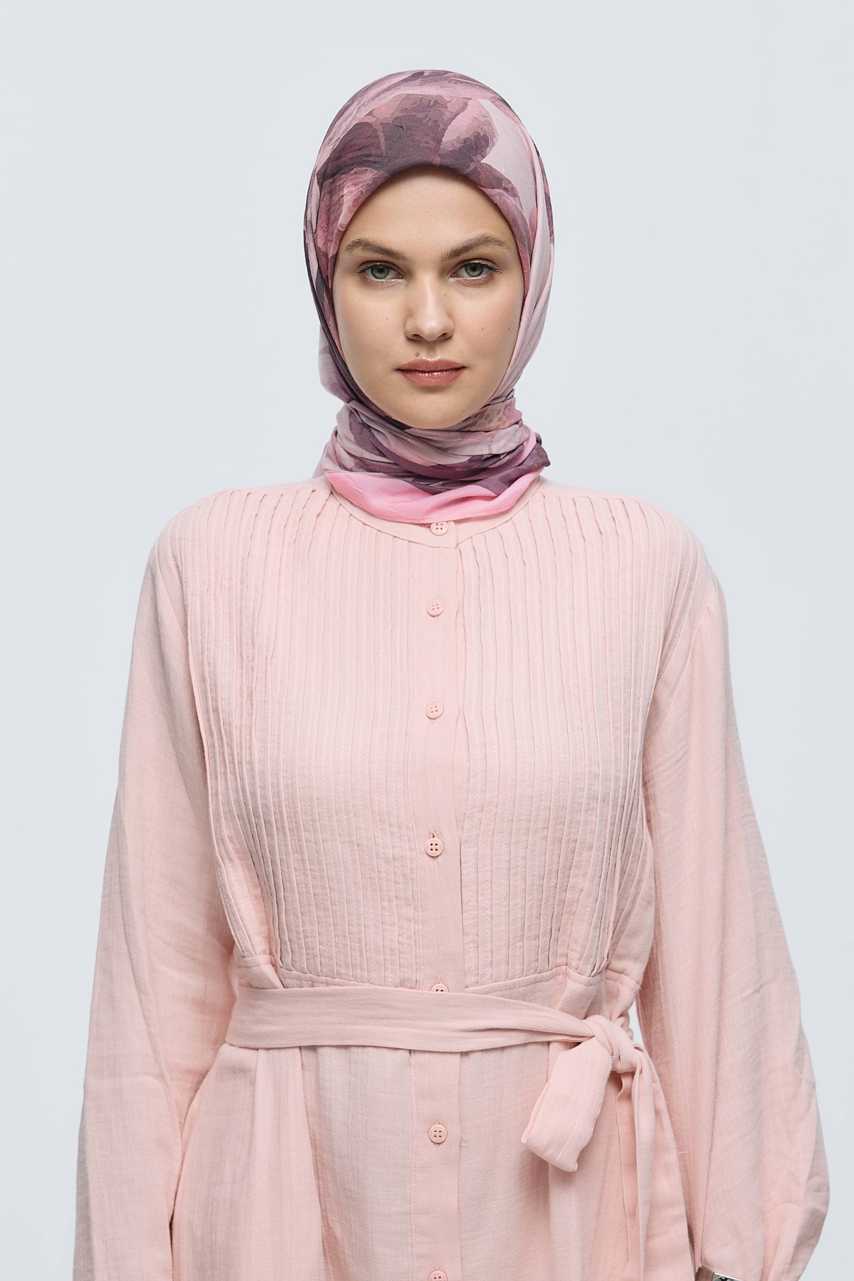 Rosa Desen Bambu Eşarp - Pembe