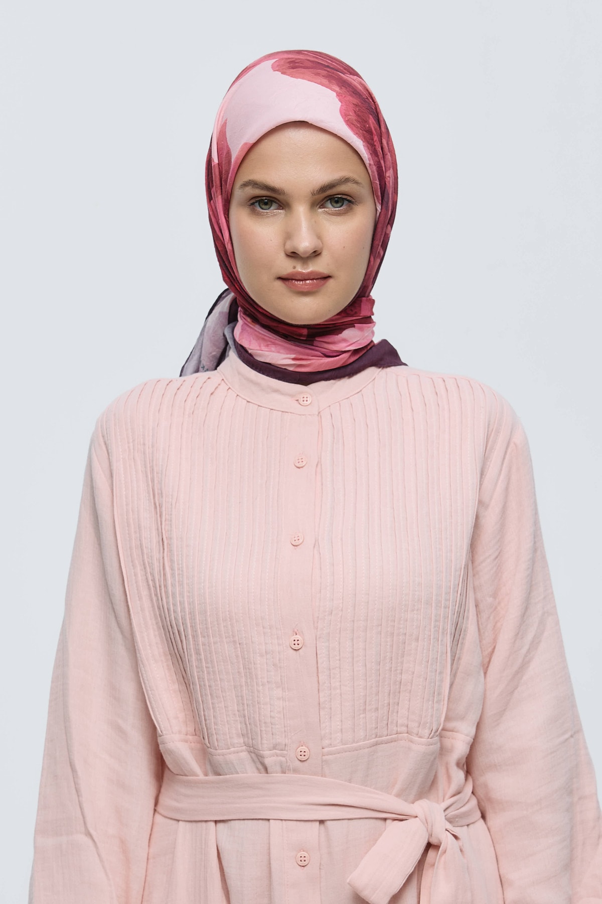 Rosa Desen Bambu Eşarp - Mürdüm
