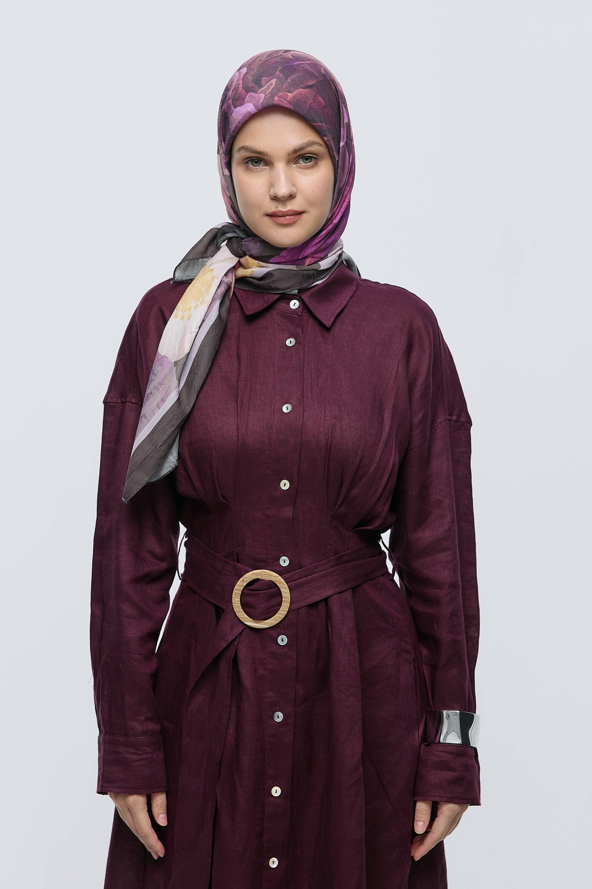 Rosa Desen Bambu Eşarp - Acı Kahve