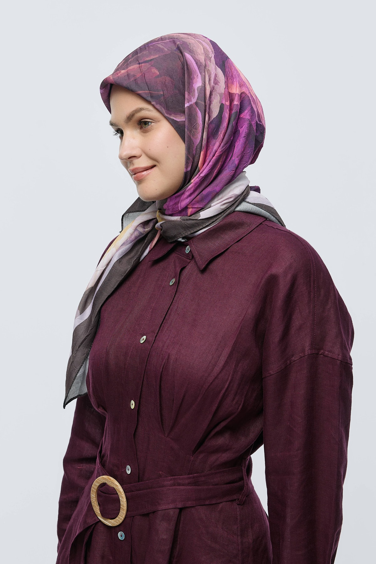 Rosa Desen Bambu Eşarp - Acı Kahve