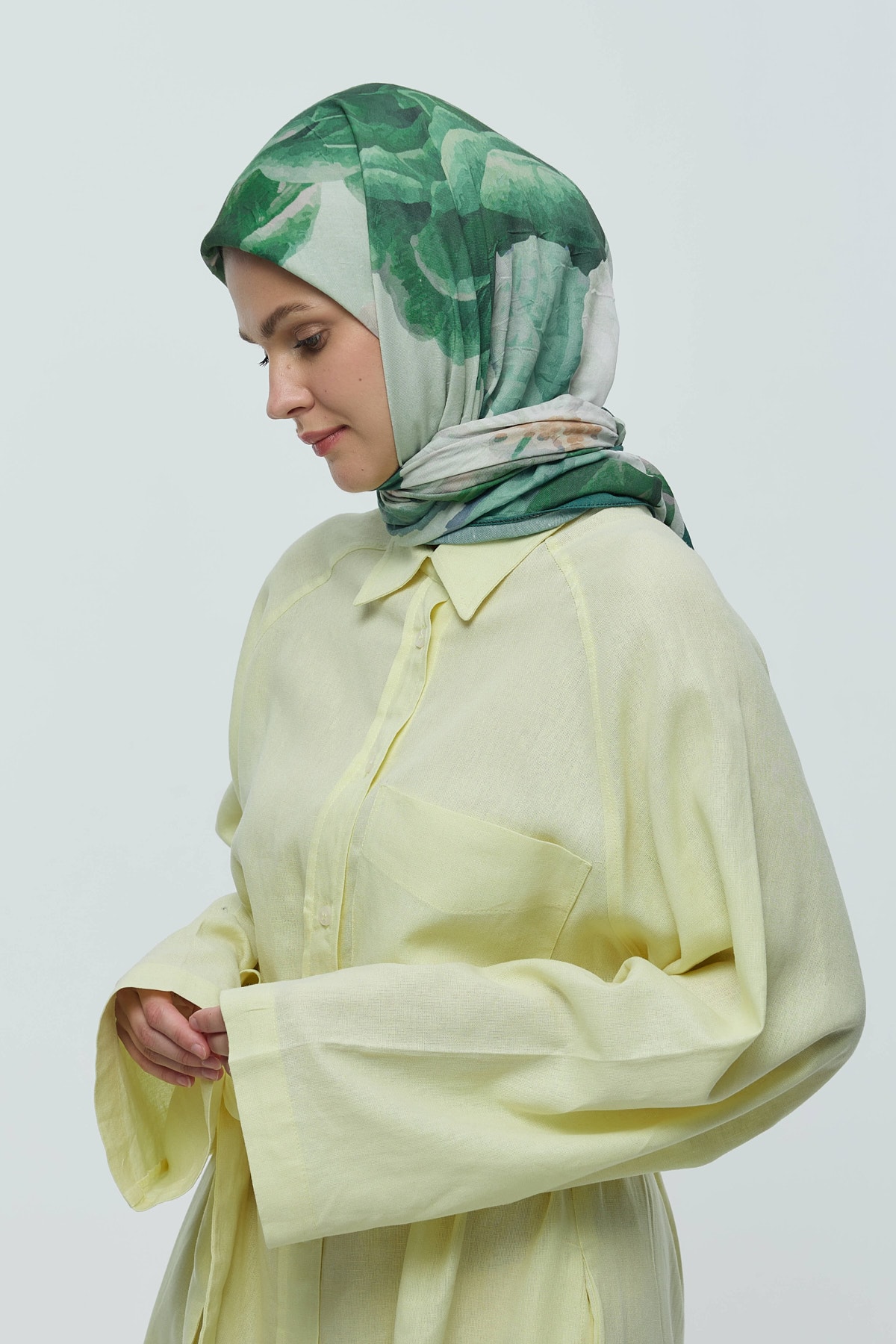 Rosa Desen Bambu Eşarp - Zümrüt