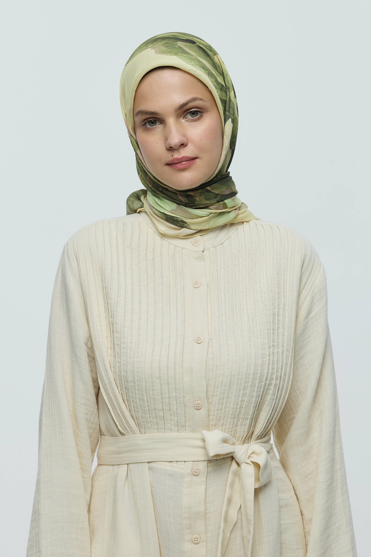 Rosa Desen Bambu Eşarp - Butter Yellow