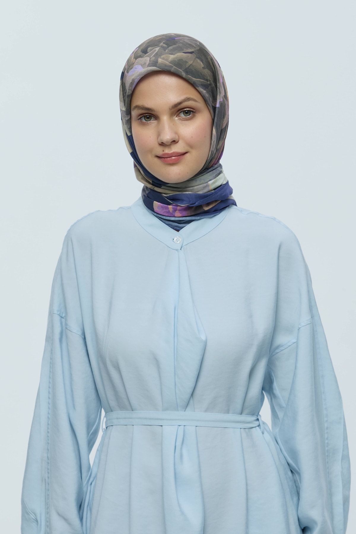 Rosa Desen Bambu Eşarp - Eflatun