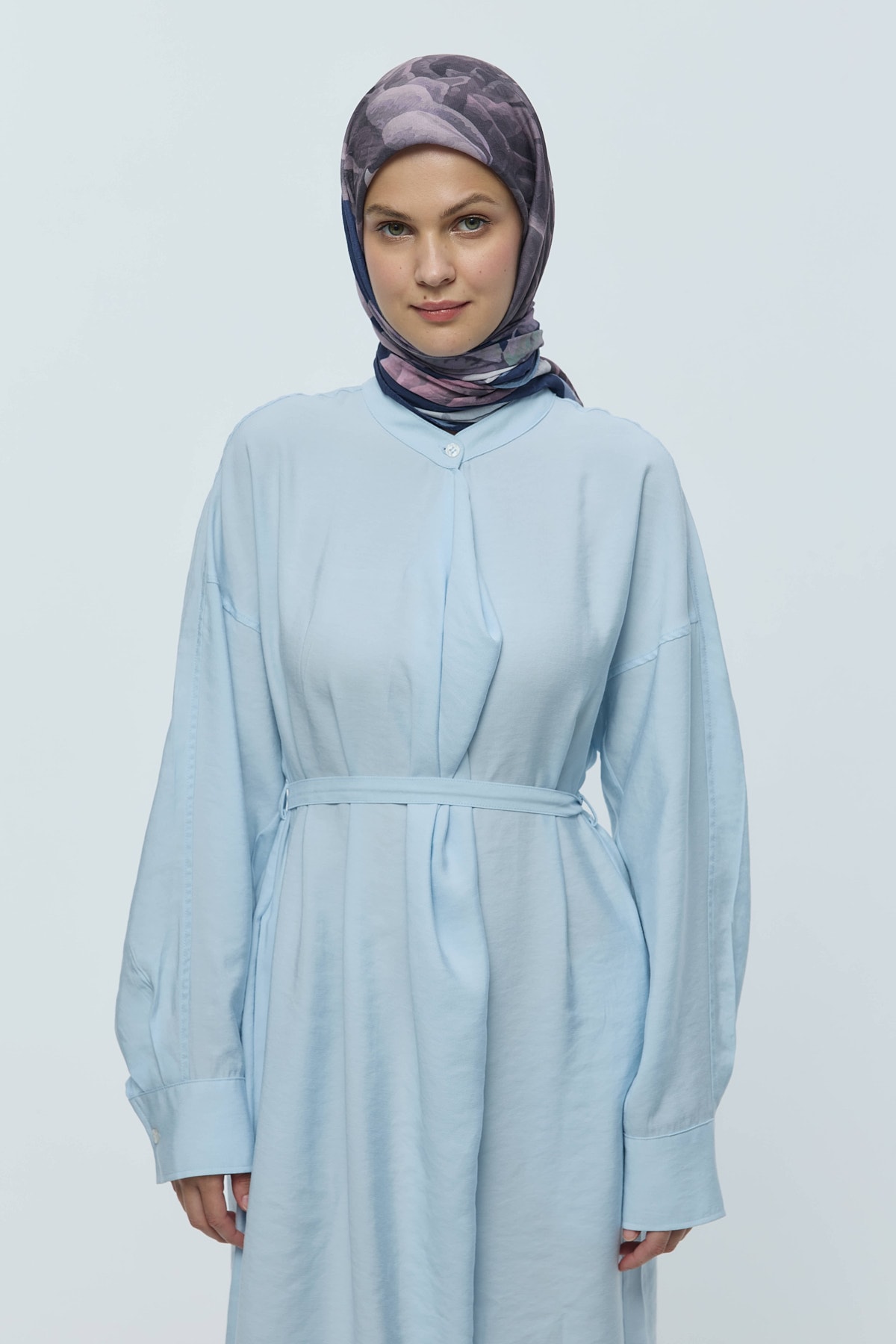 Rosa Desen Bambu Eşarp - Lacivert