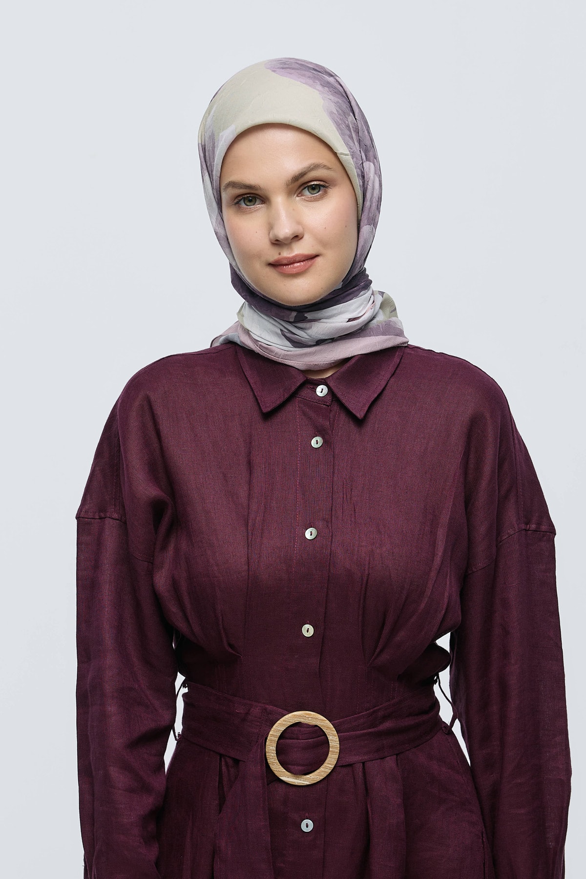 Rosa Desen Bambu Eşarp - Pudra