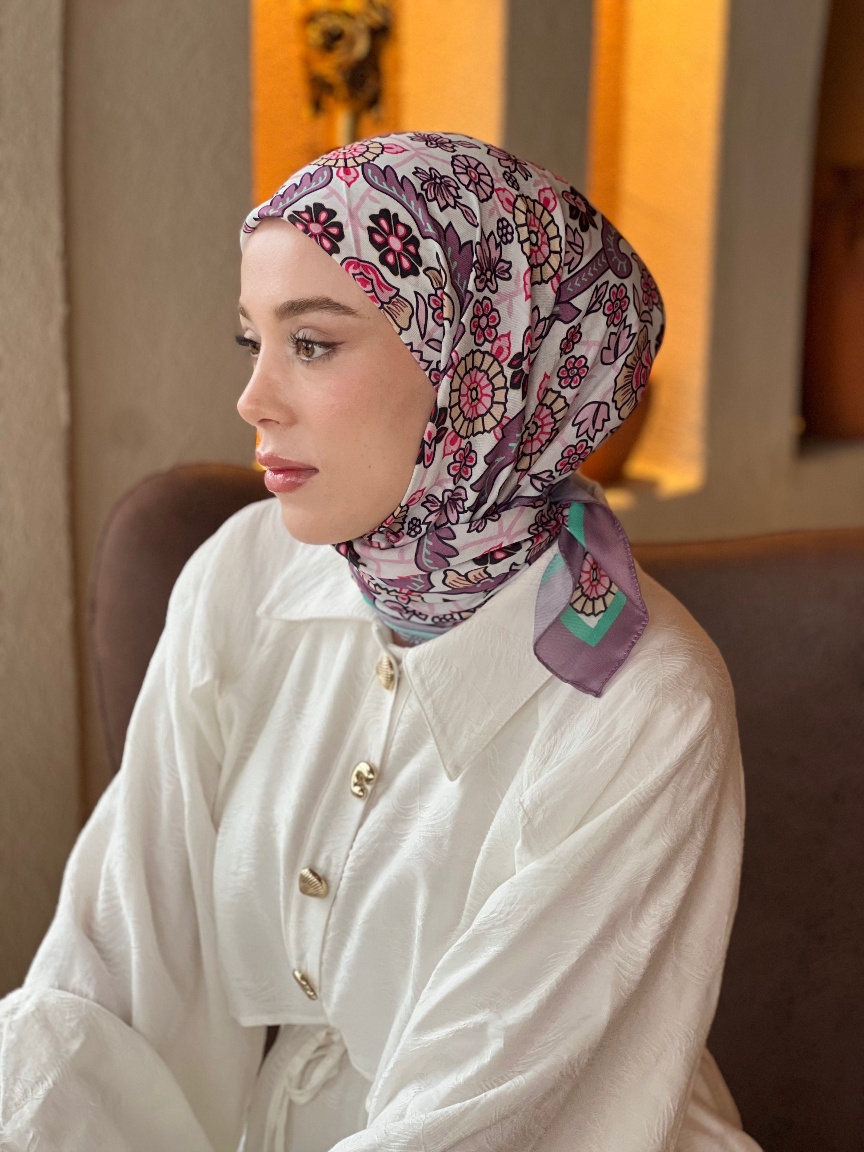 Kayra Pattern Cotton Scarf - Magenta