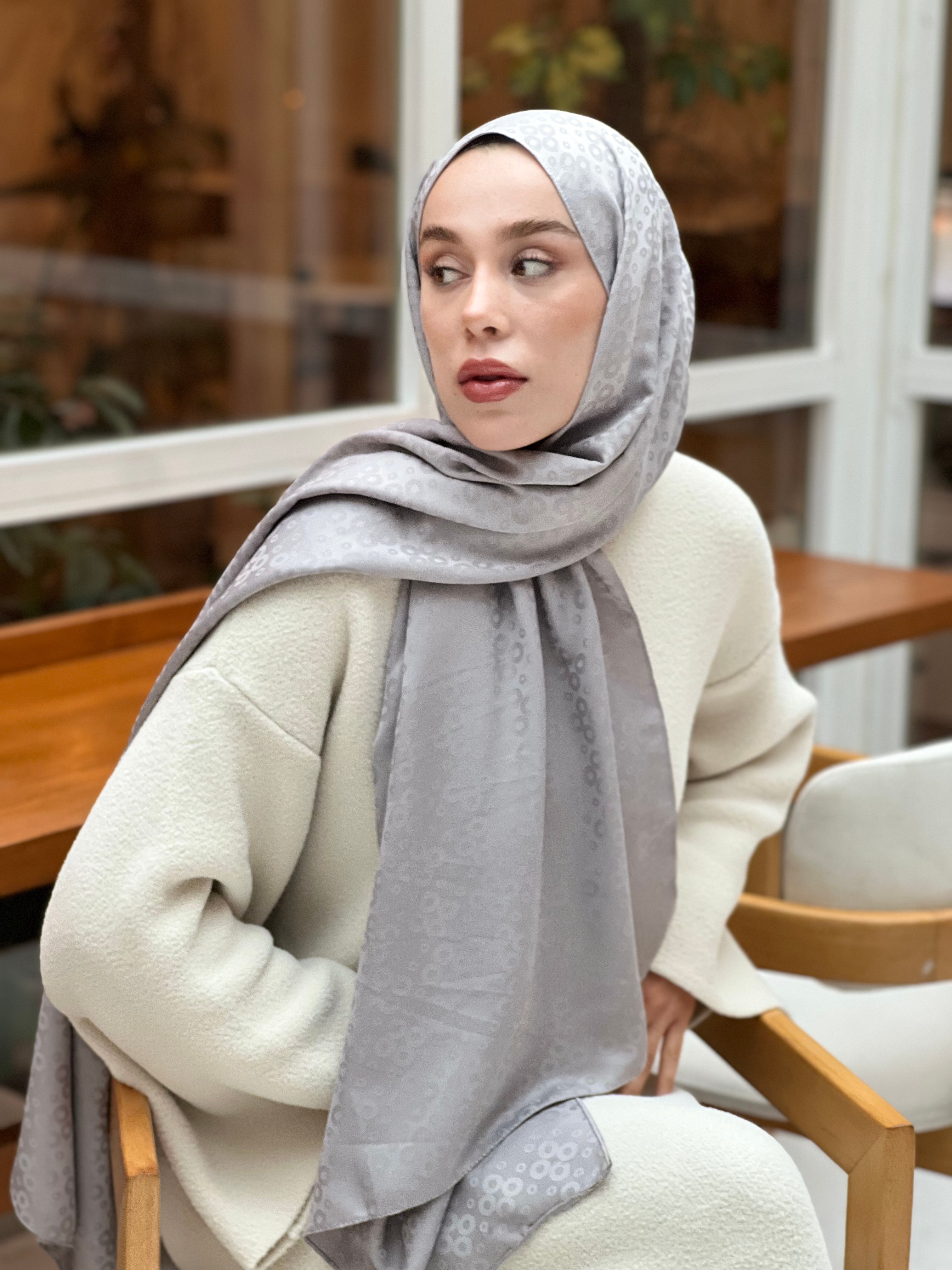 Silky Jacquard Series Bubble Pattern Shawl - Gray