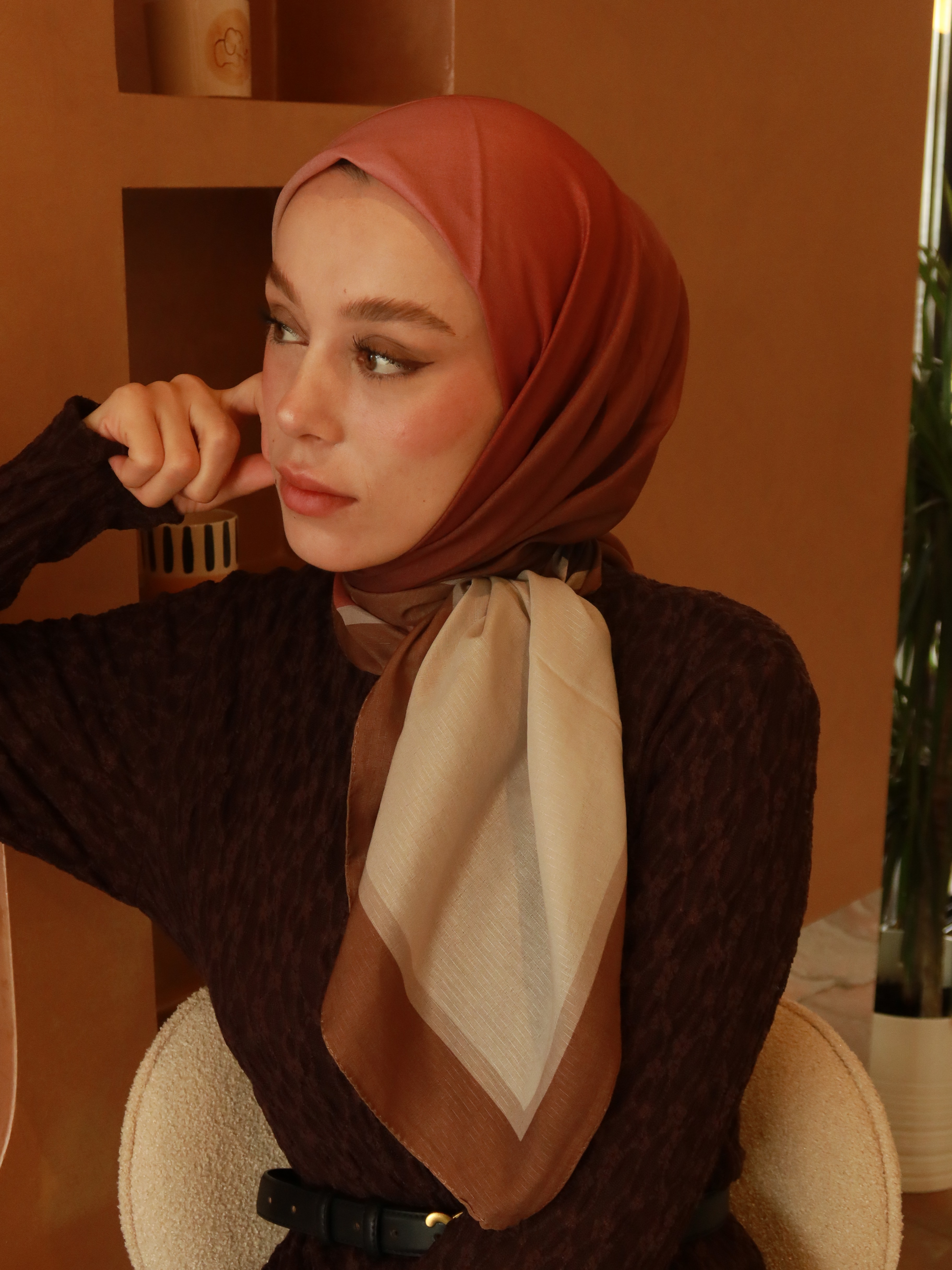 Thalya Desen Lina Eşarp - Kahverengi