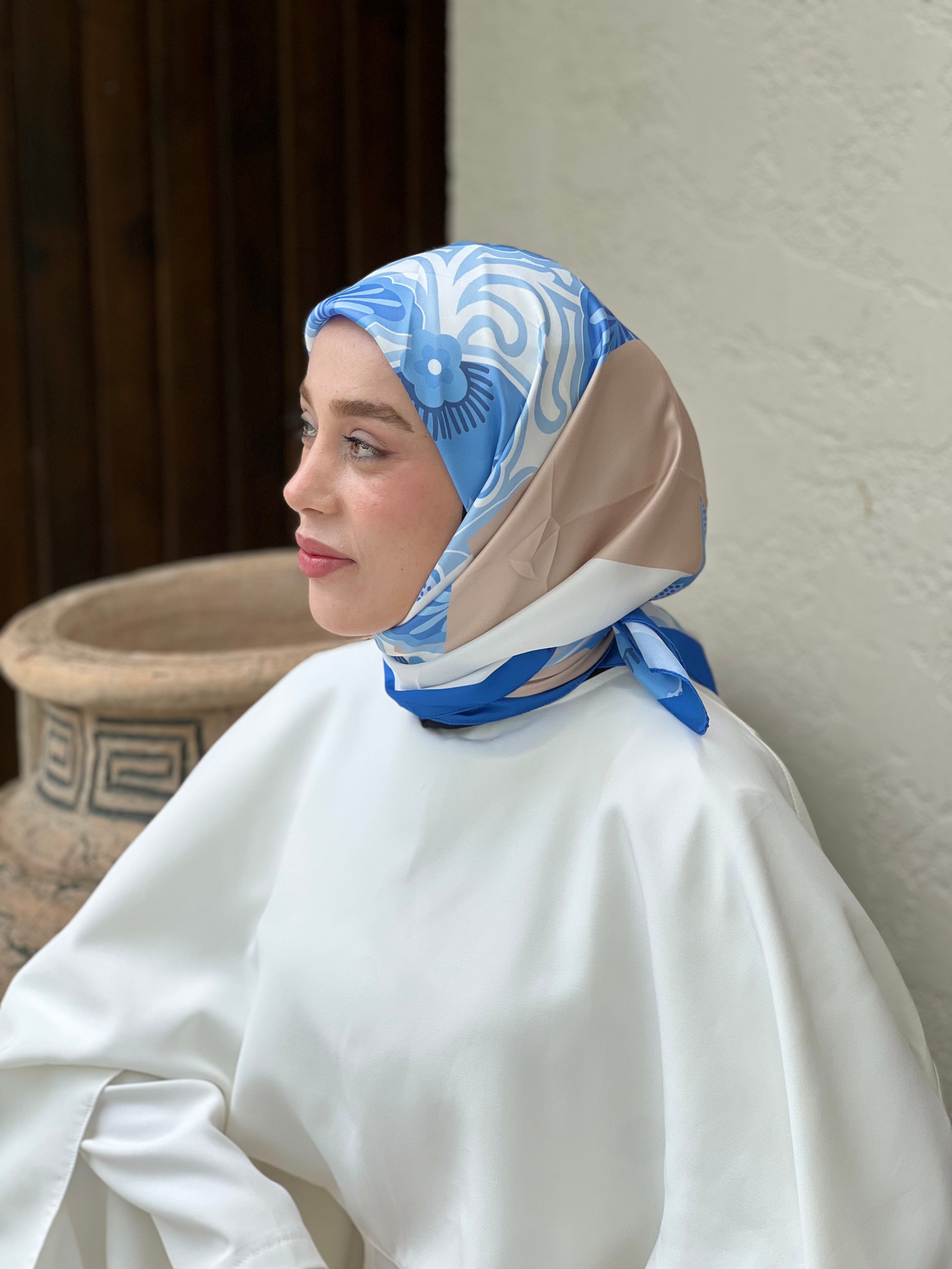 Sarmaşık Twill Eşarp - Mavi