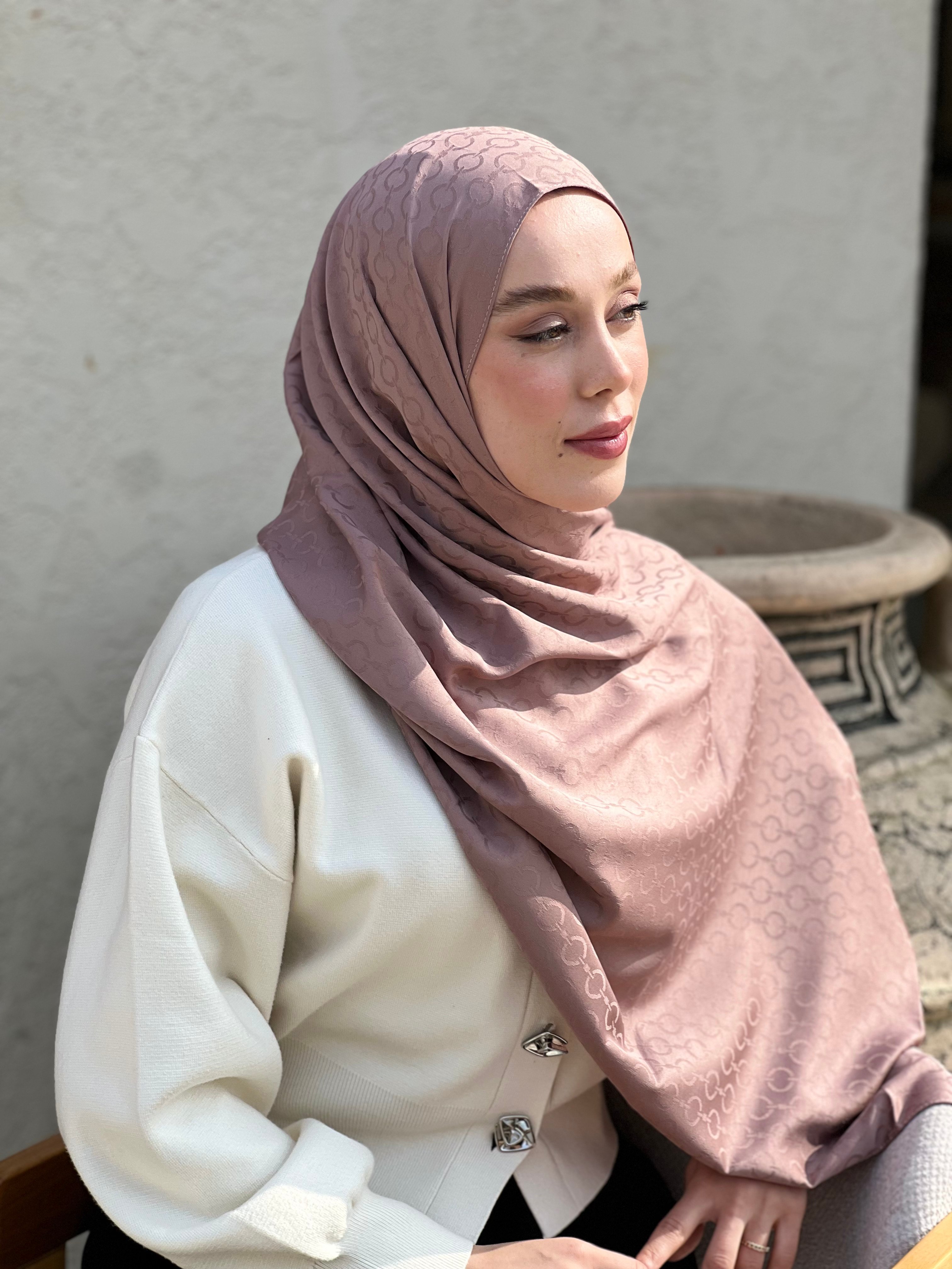 Silky Jacquard Series Halo Pattern Shawl - Dusty Brown