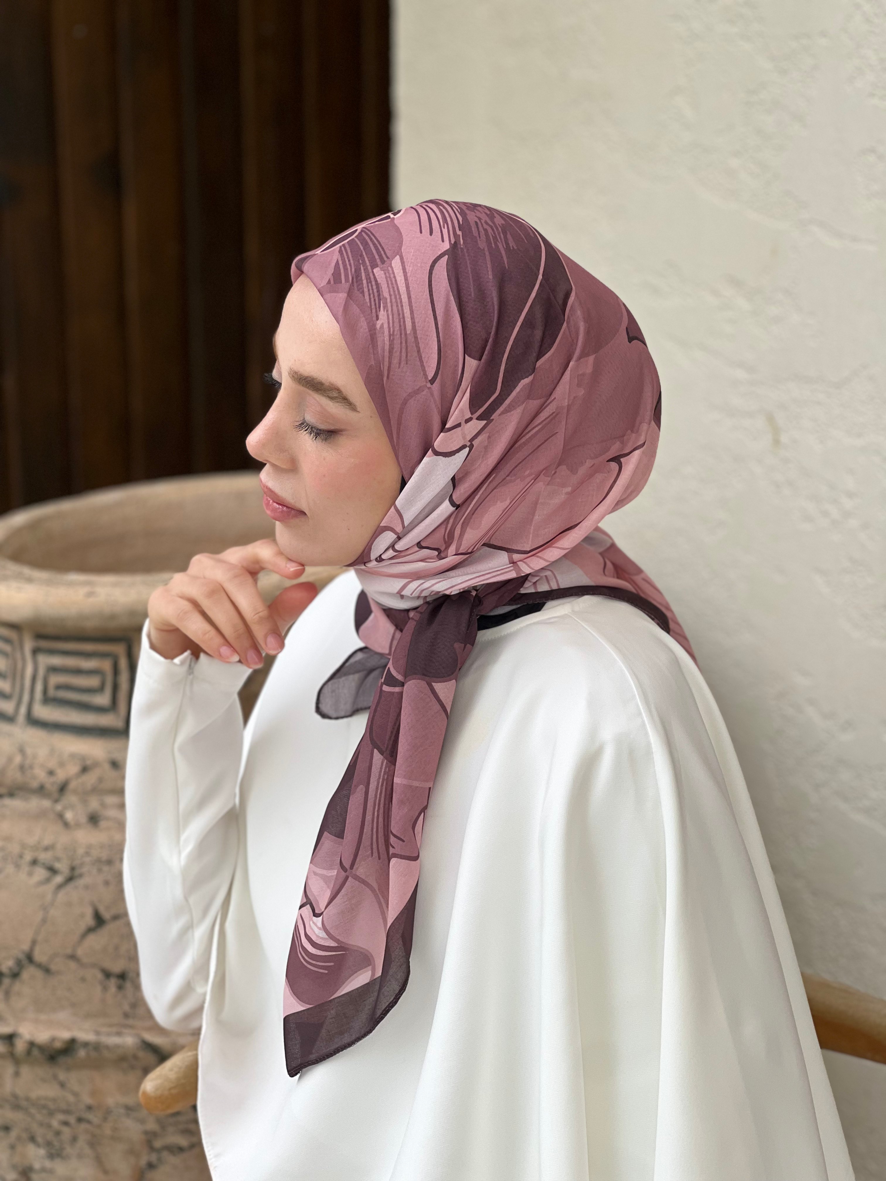 110 Cm Orkide Desen Eşarp