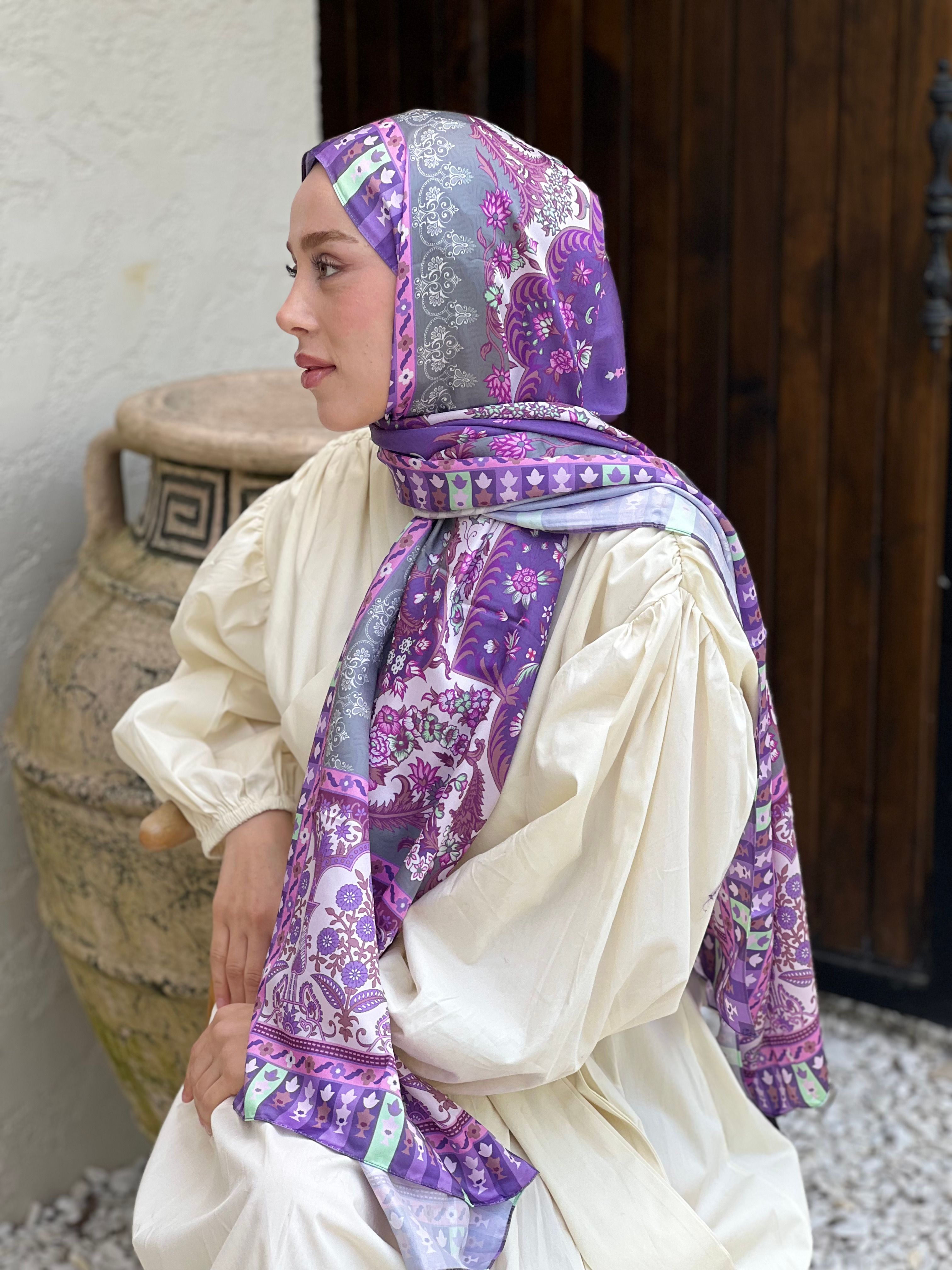 Sükut Desen Tanca Şal - Eflatun-Lila