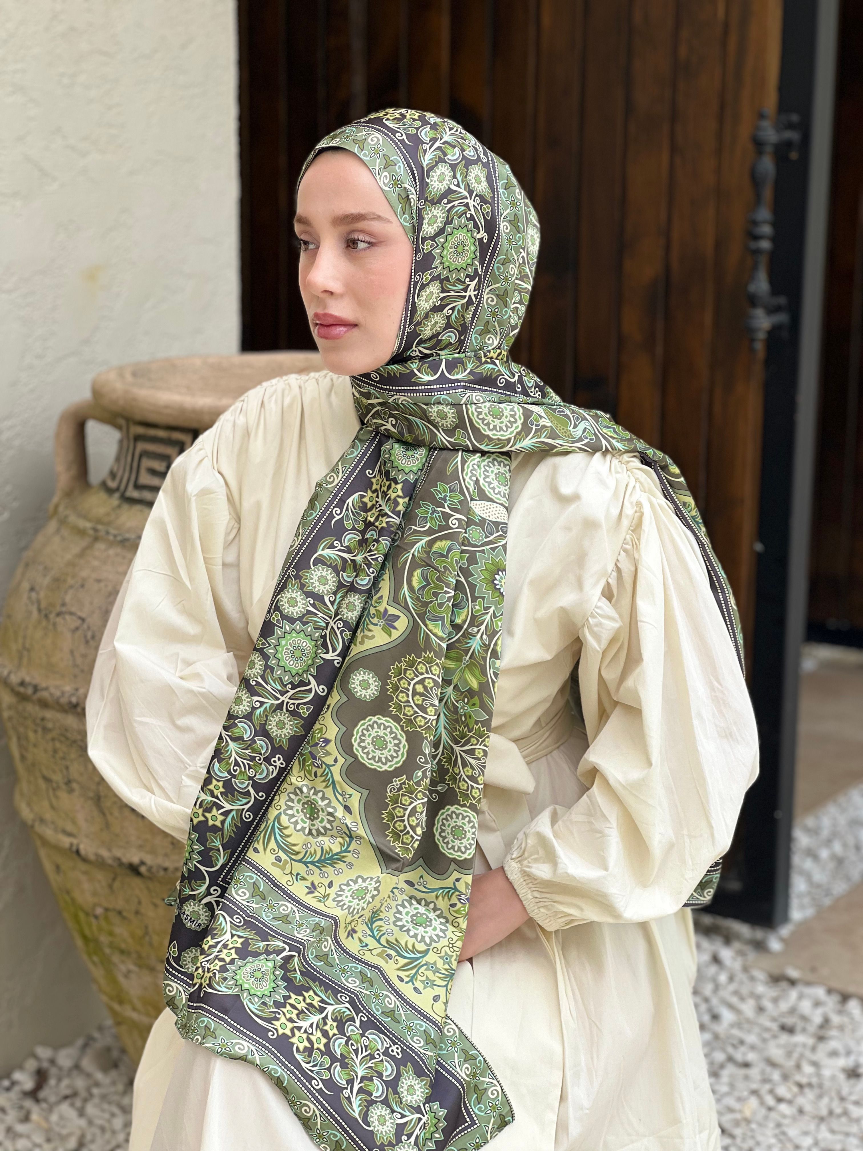 Gülce Desen Tanca Şal - Yeşil Çay