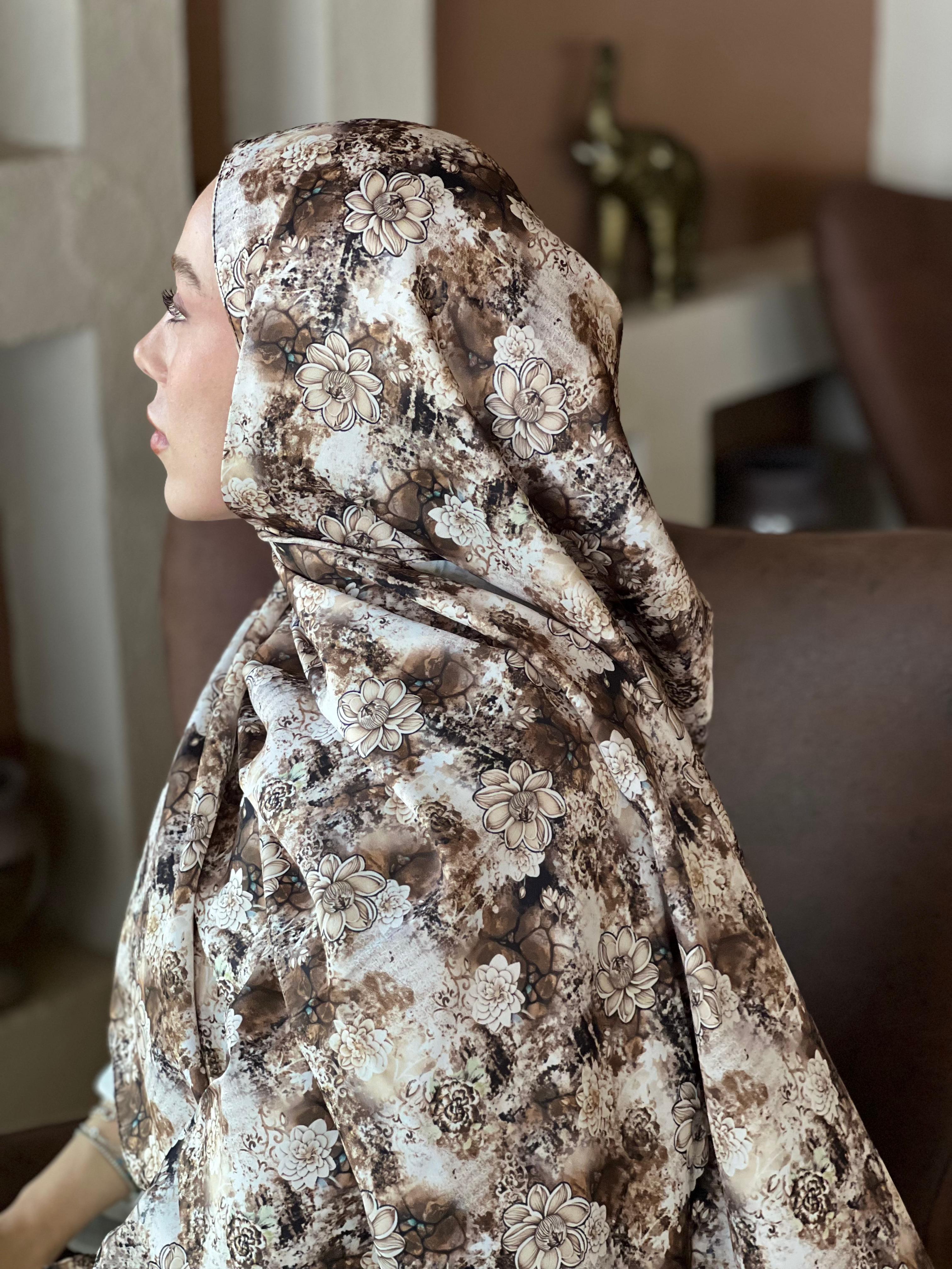 Zemheri Pattern Twill Shawl - Bitter Coffee-Oleaster