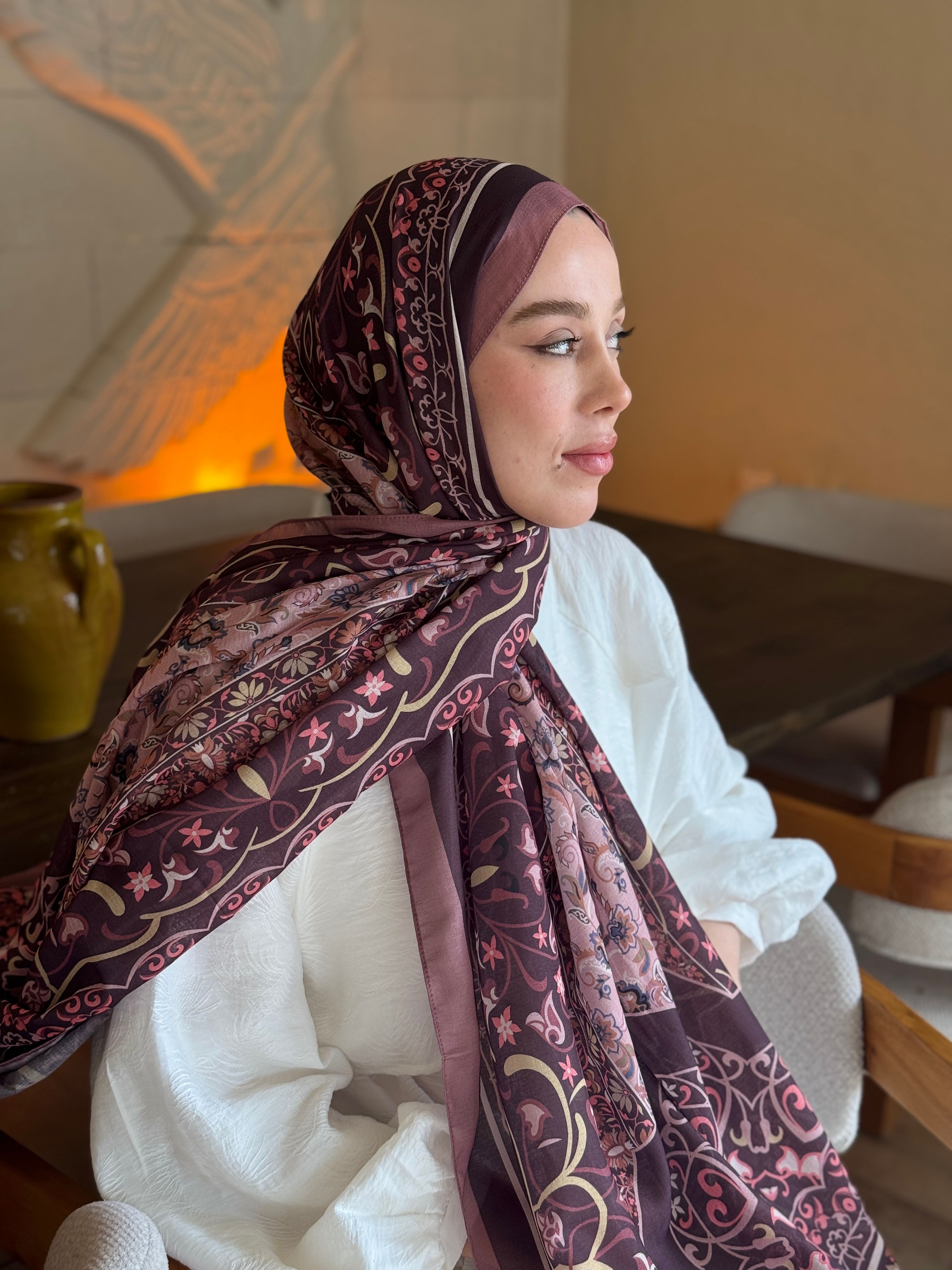 Pıtrak Desen Lina Şal - Marsala