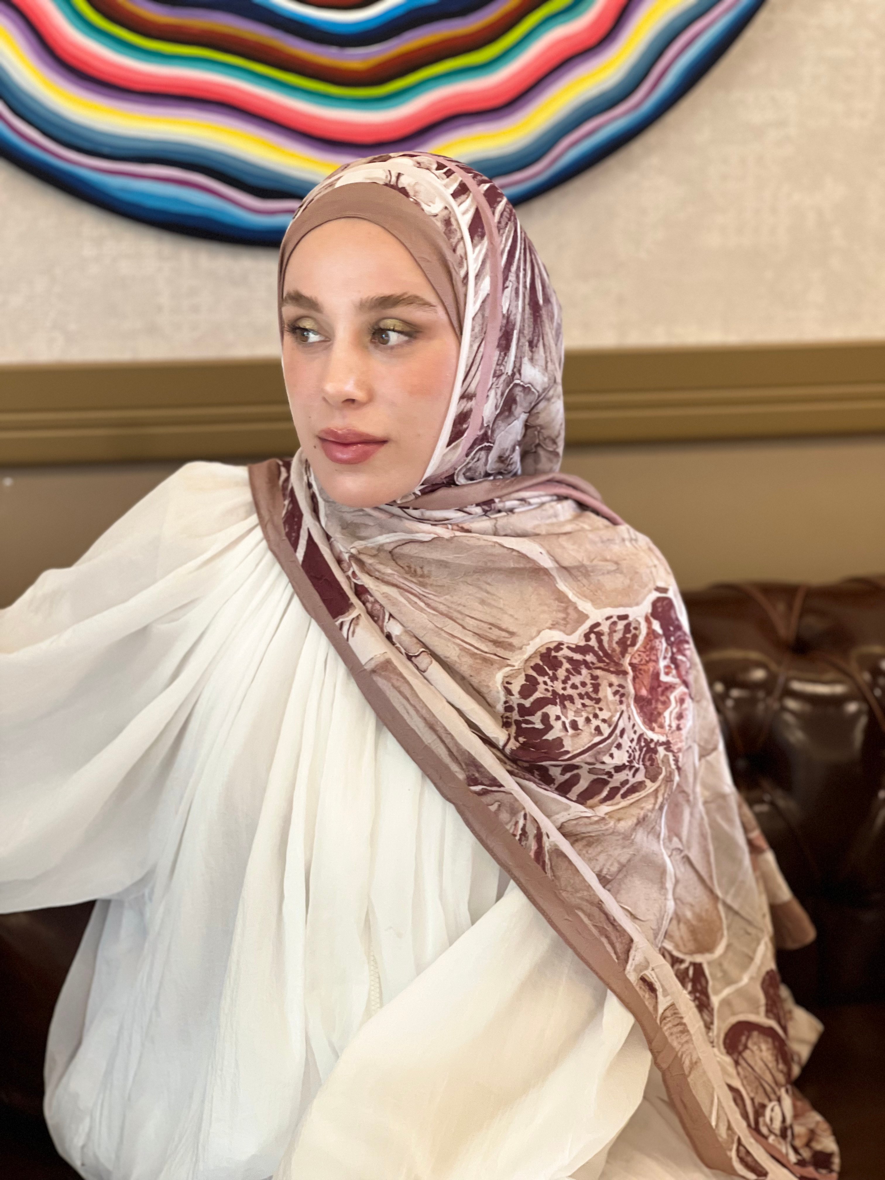 Lipa Desen Bambu Şal - Kahverengi