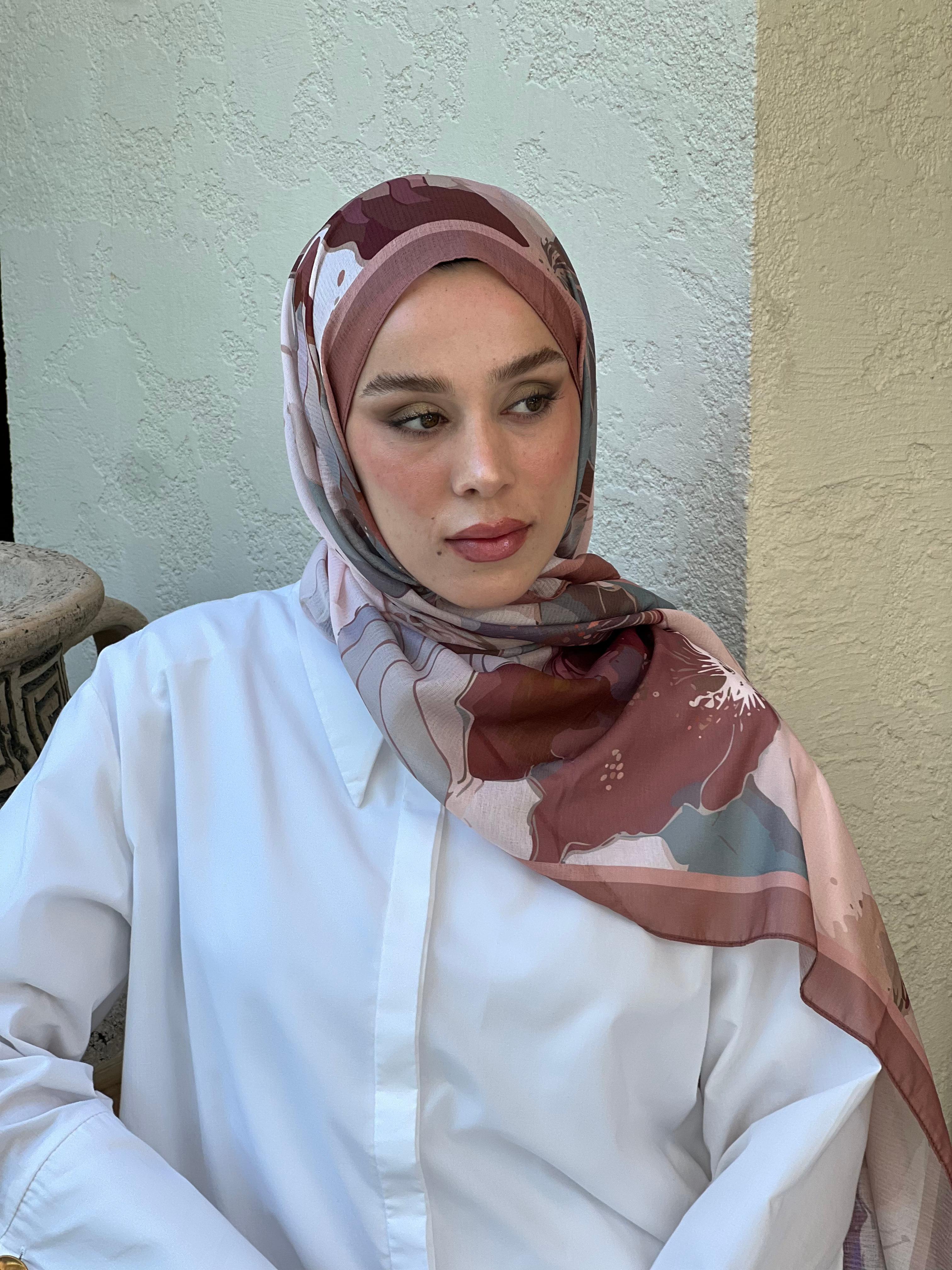 Florica Desen Lina Şal - Koyu Vizon