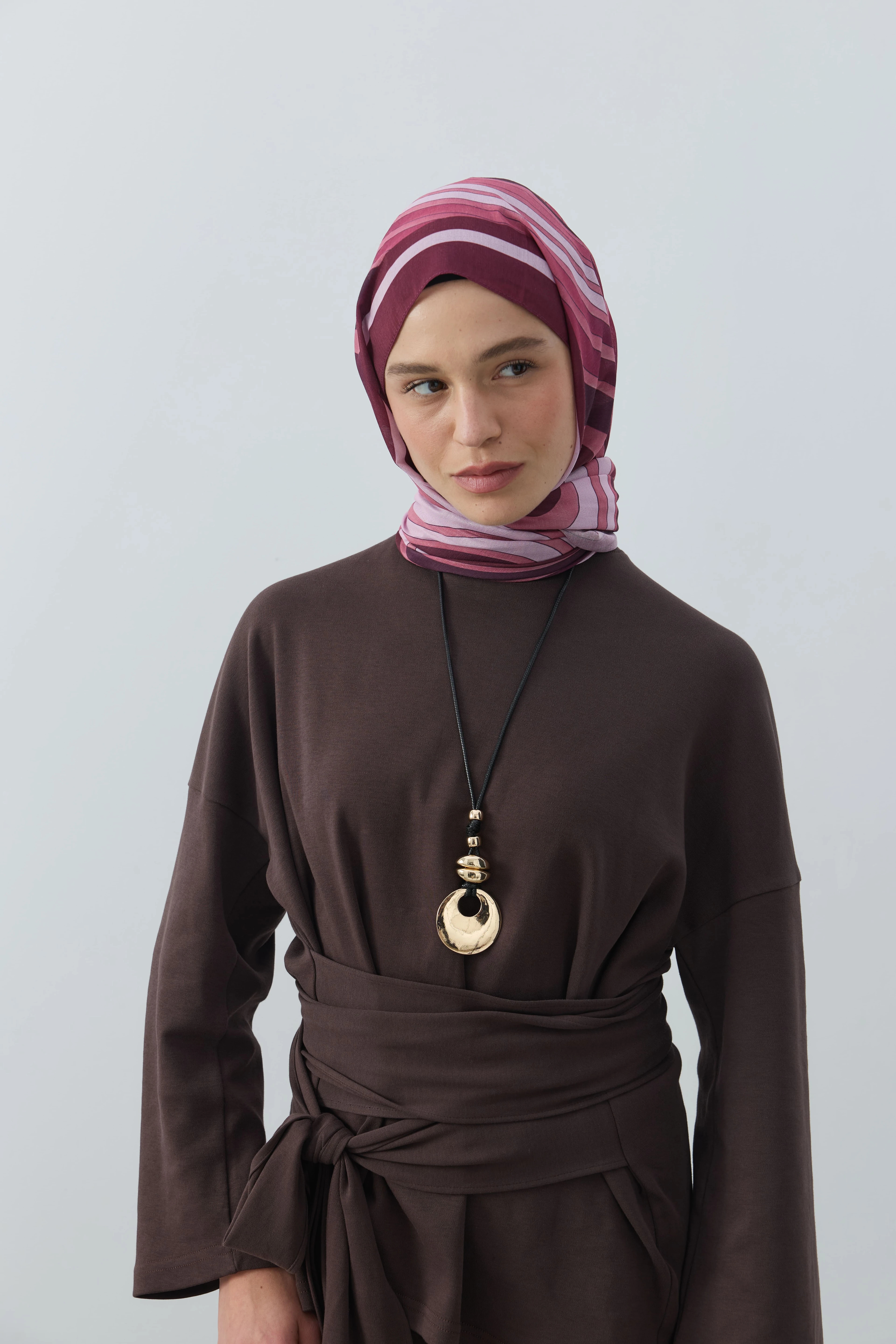 Wavea Desen Lina Şal - Bordo