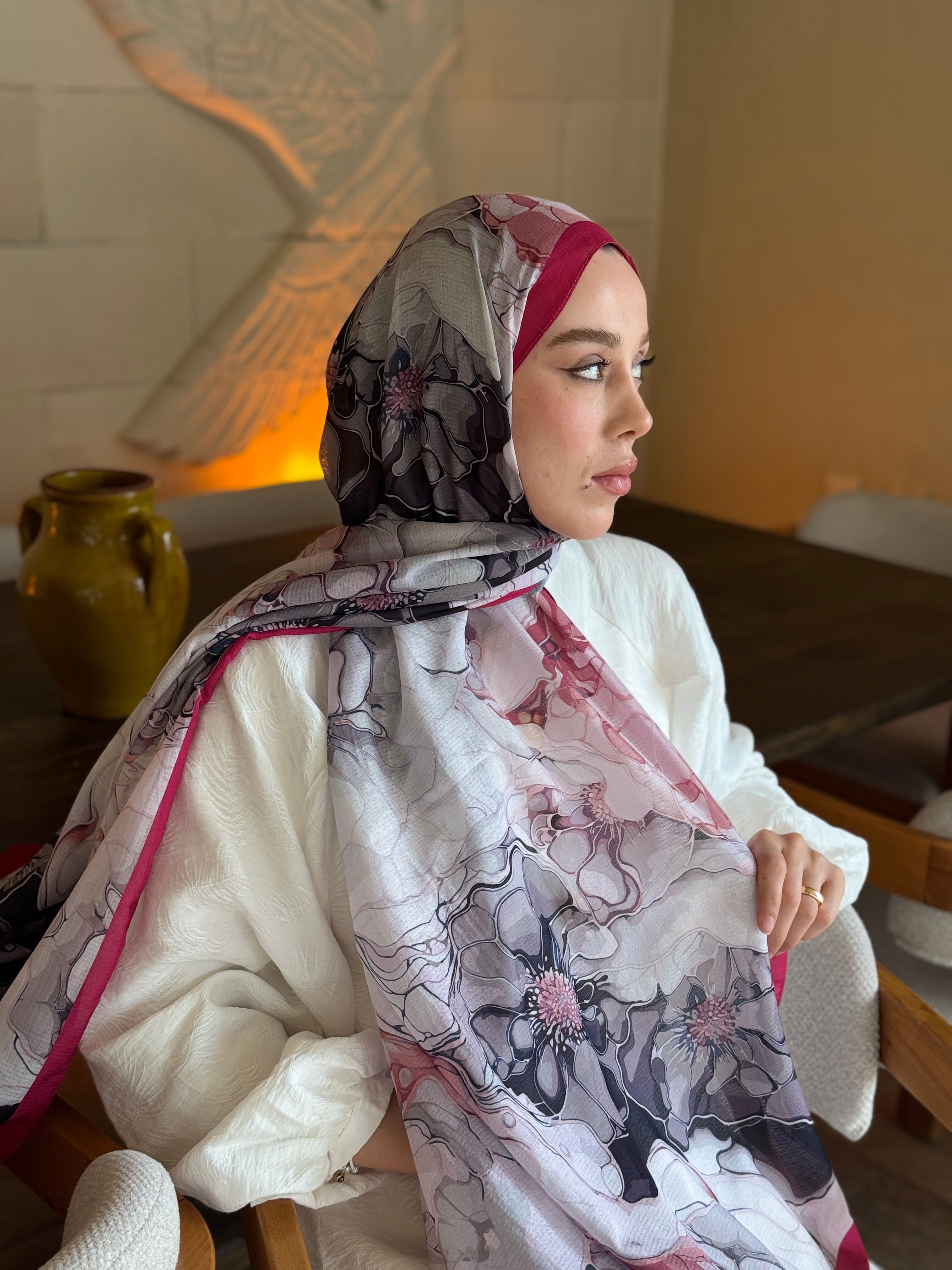Alice Pattern Lina Shawl - Dark Pink
