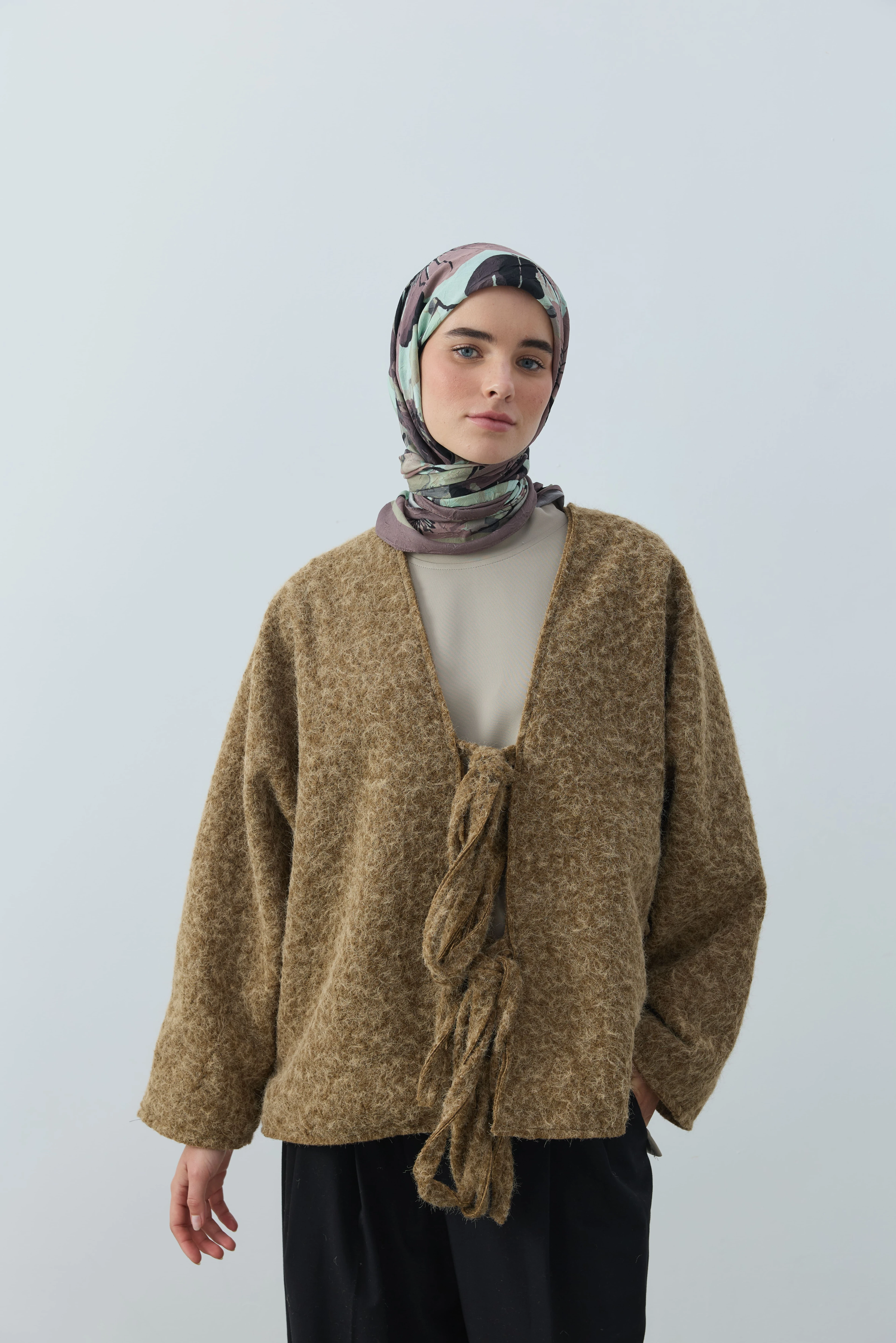 Solena Desen Bambu Eşarp - Tozlu Kahve