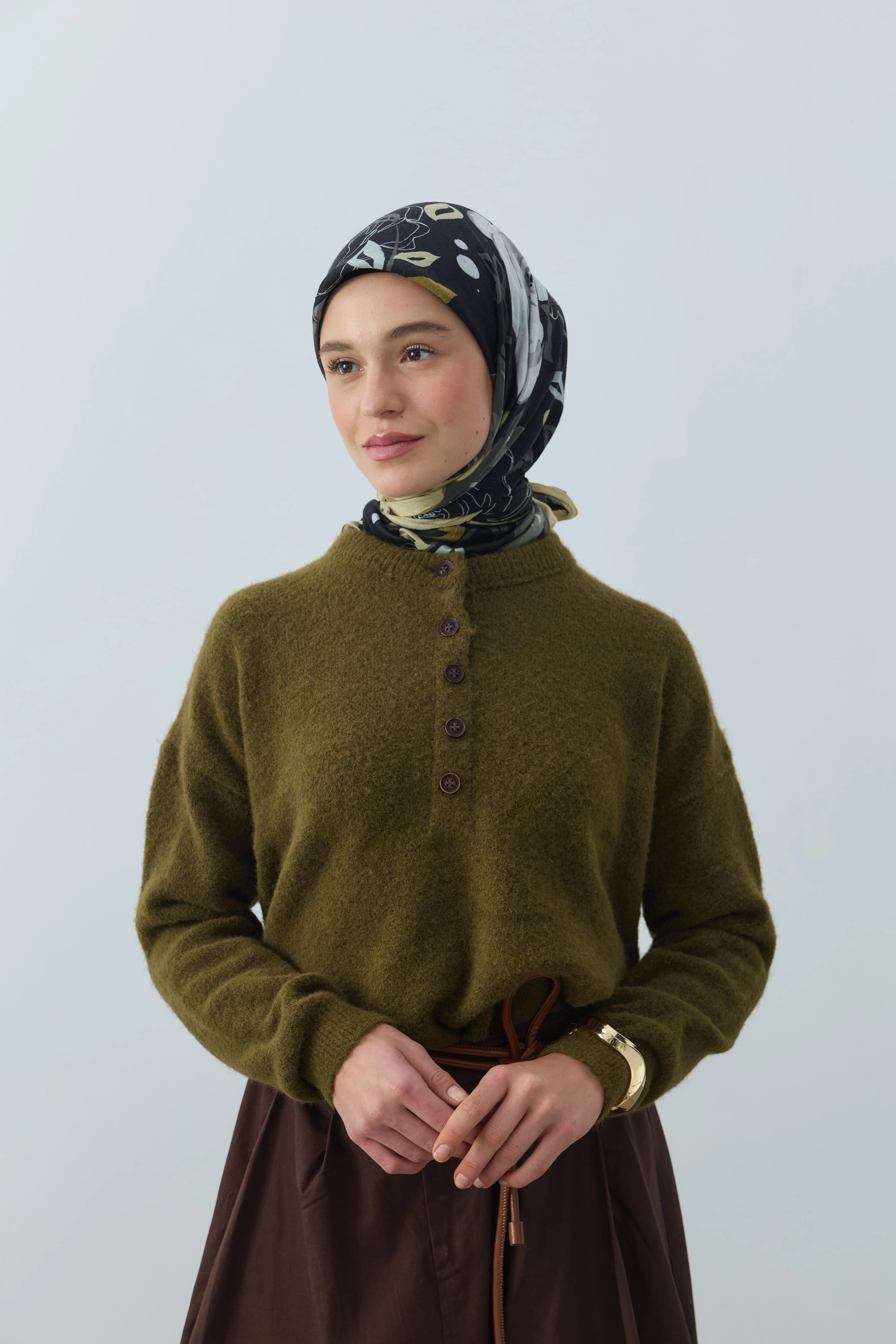 Olyvia Desen Bambu Eşarp - Butter Yellow