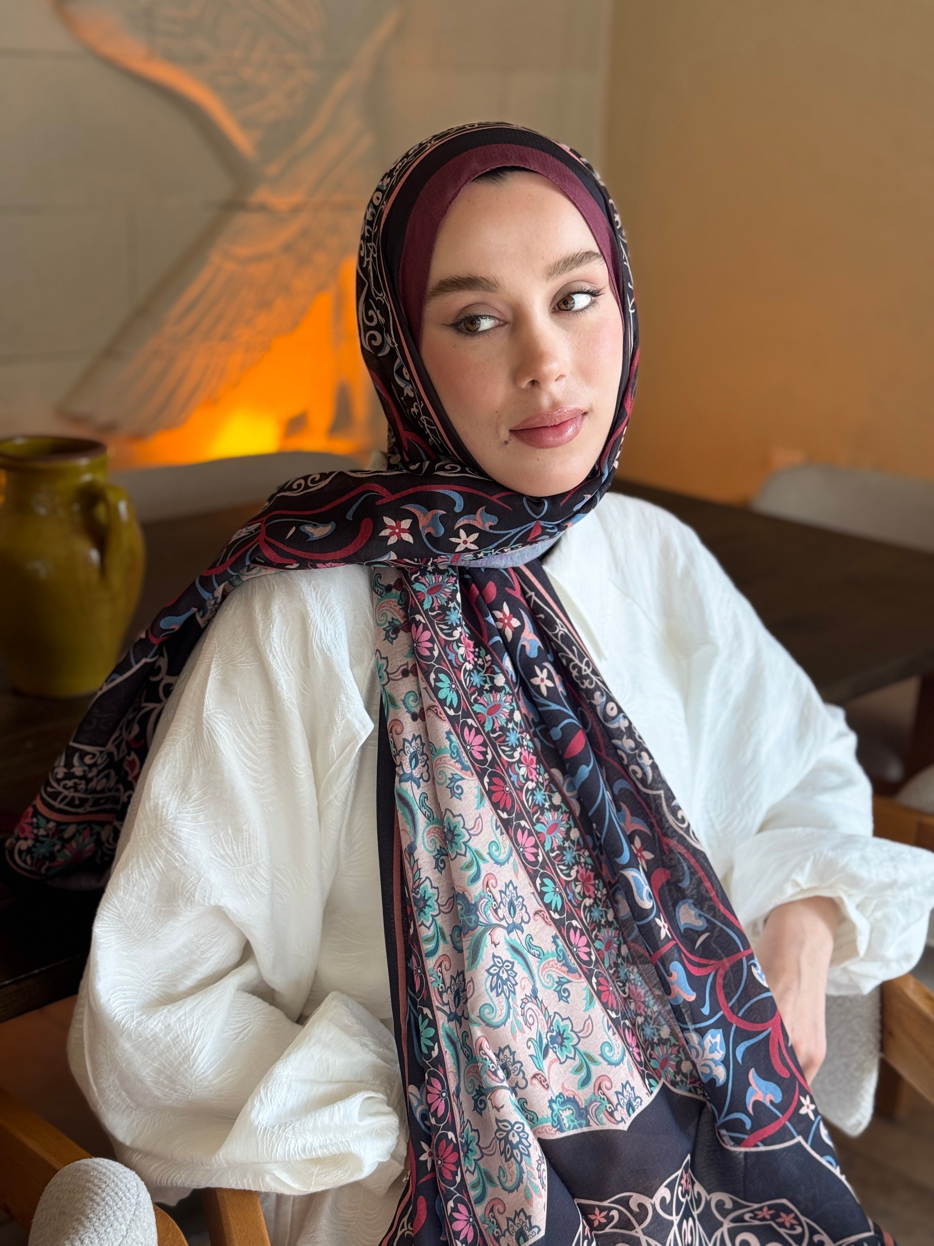 Pıtrak Desen Lina Şal - Bordo
