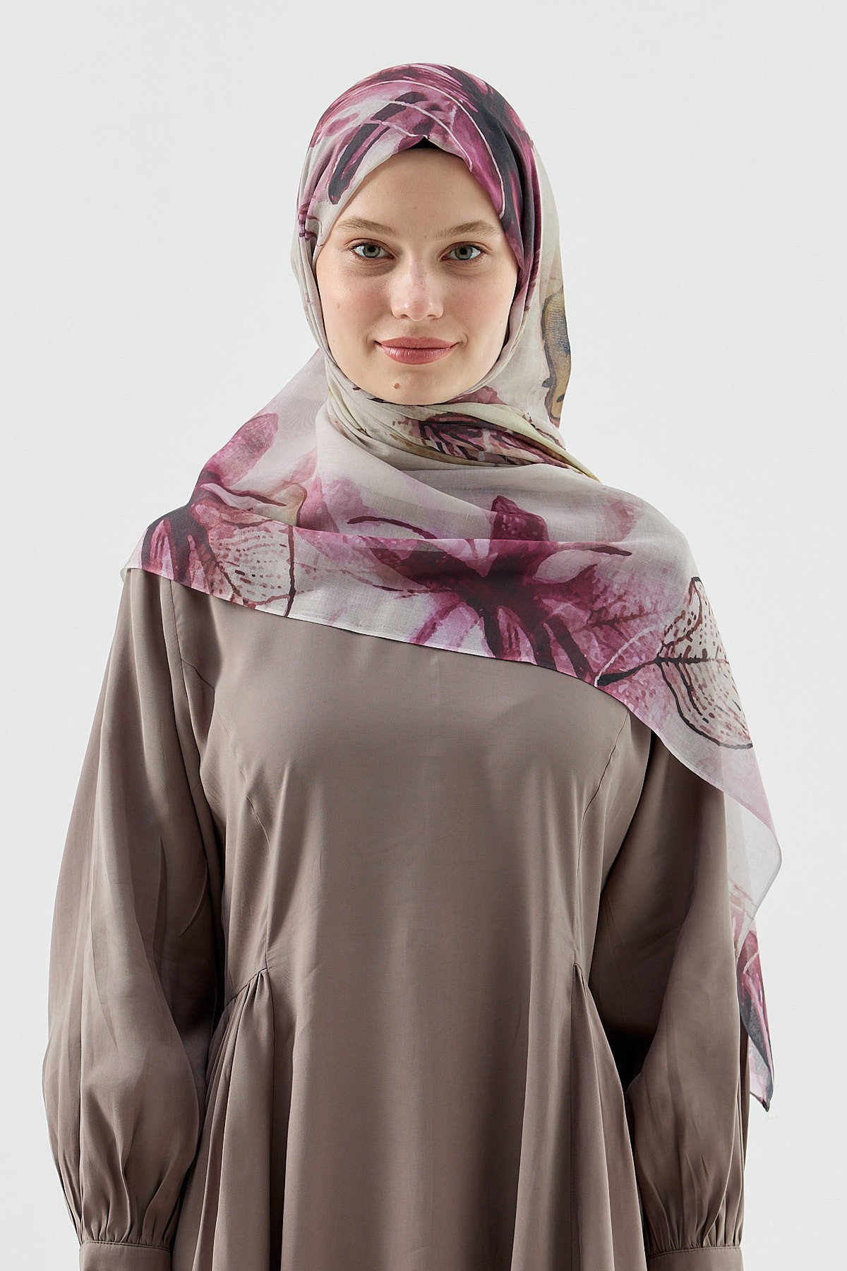 Nilüfer Desen Aya Şal - Kemik-Sarı