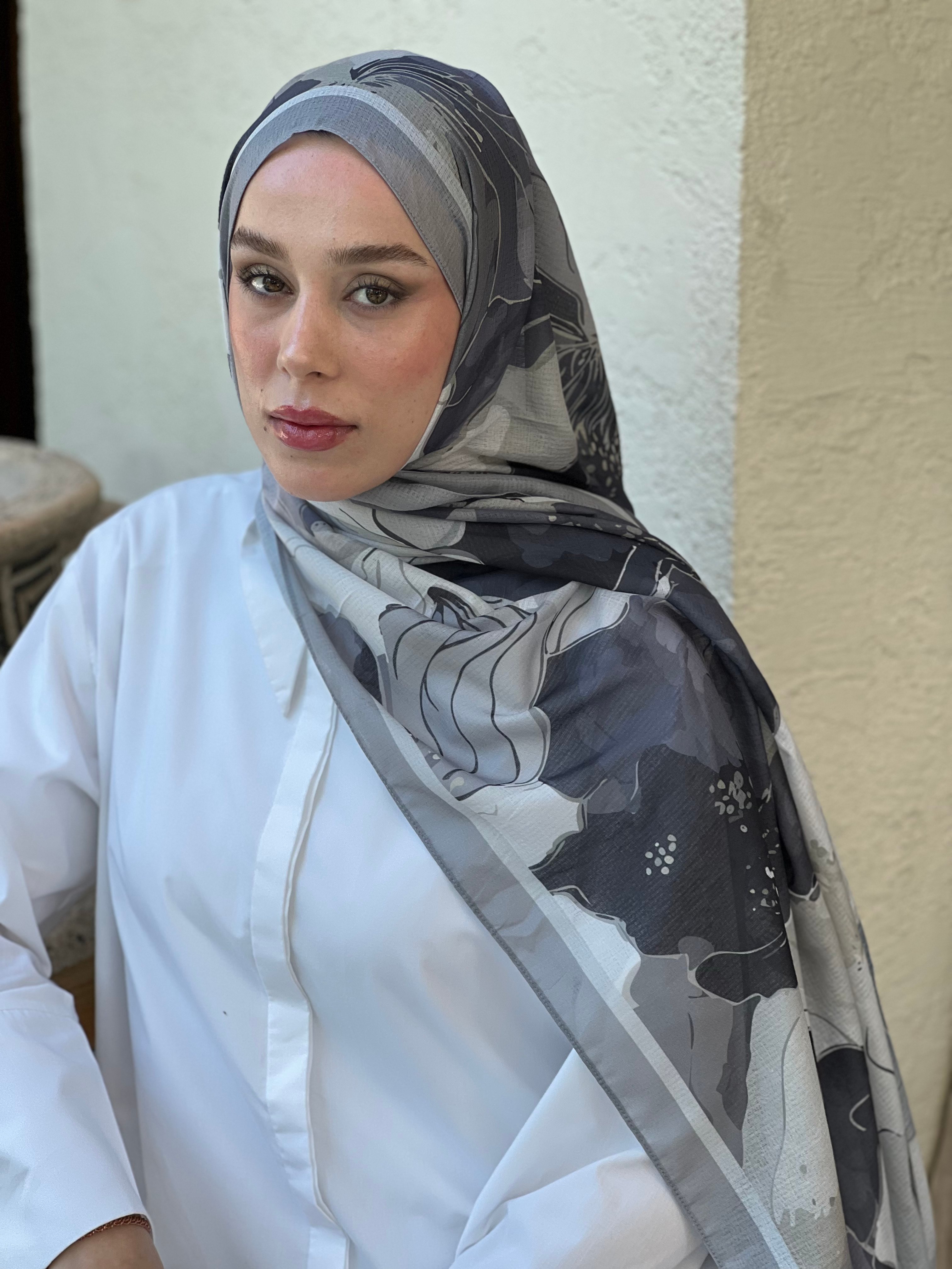 Florica Desen Lina Şal - Gri