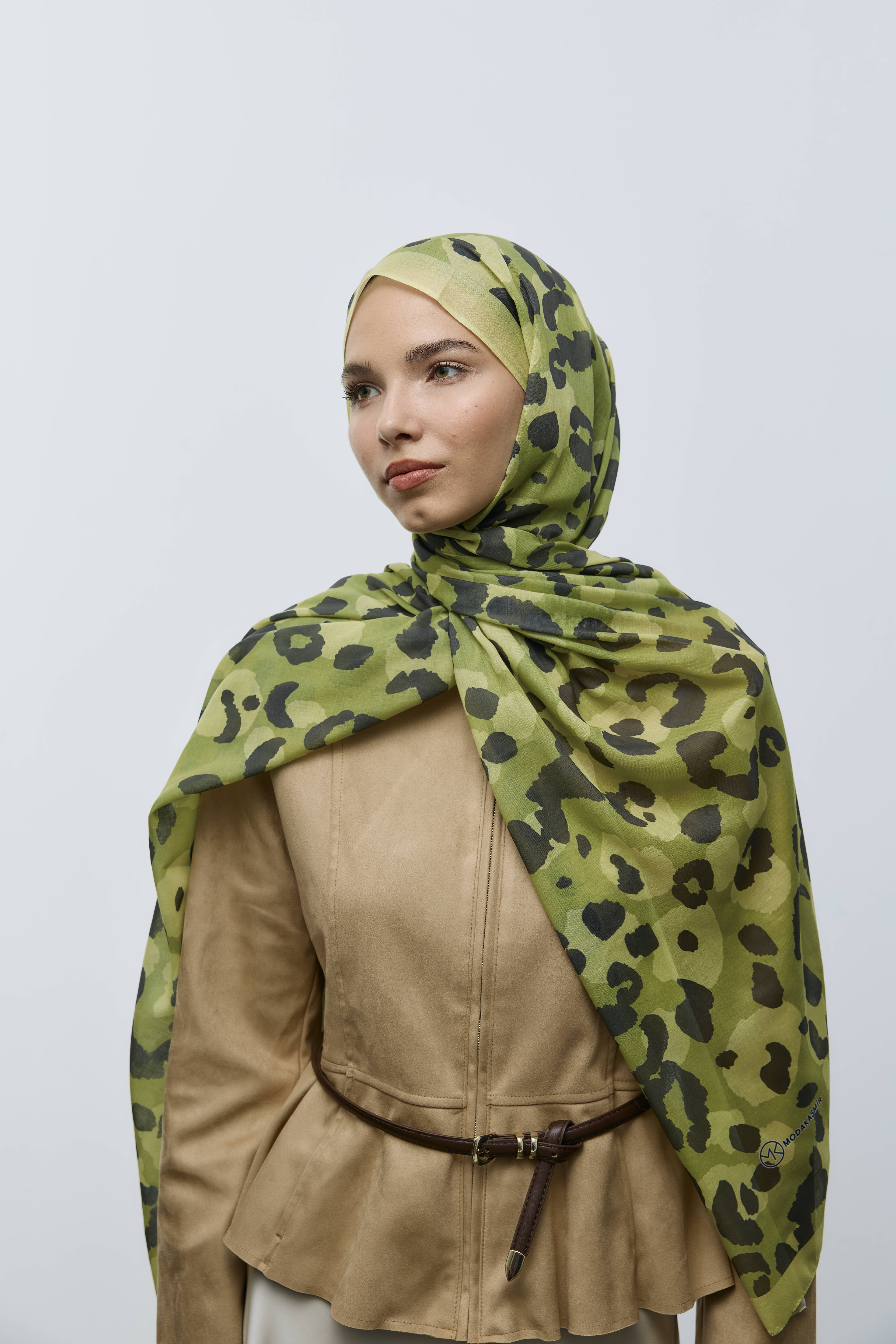 Leopar Desen Aya Şal - Butter Yellow