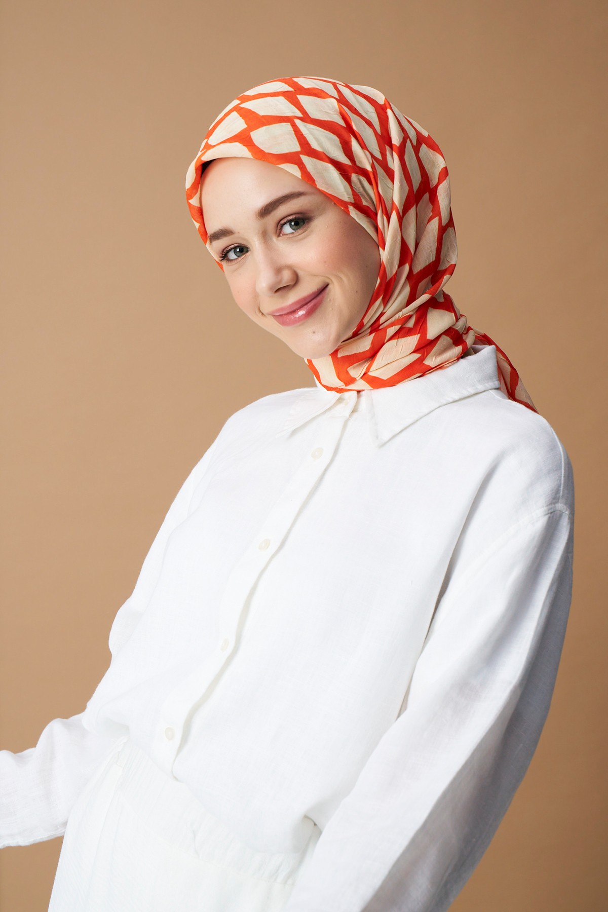 Box Desen Bambu Eşarp - Turuncu