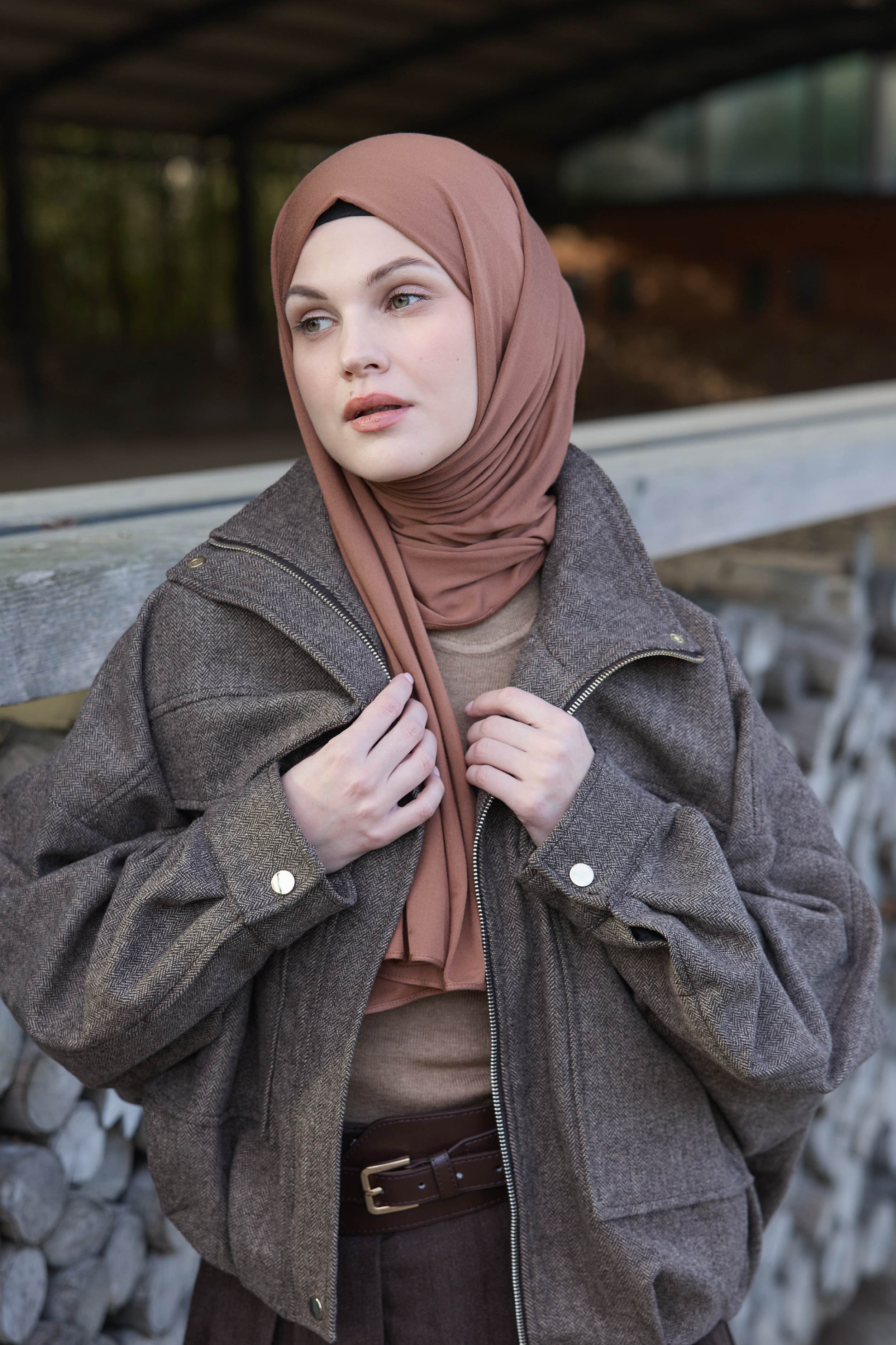 Bambu Penye Şal - Kakao