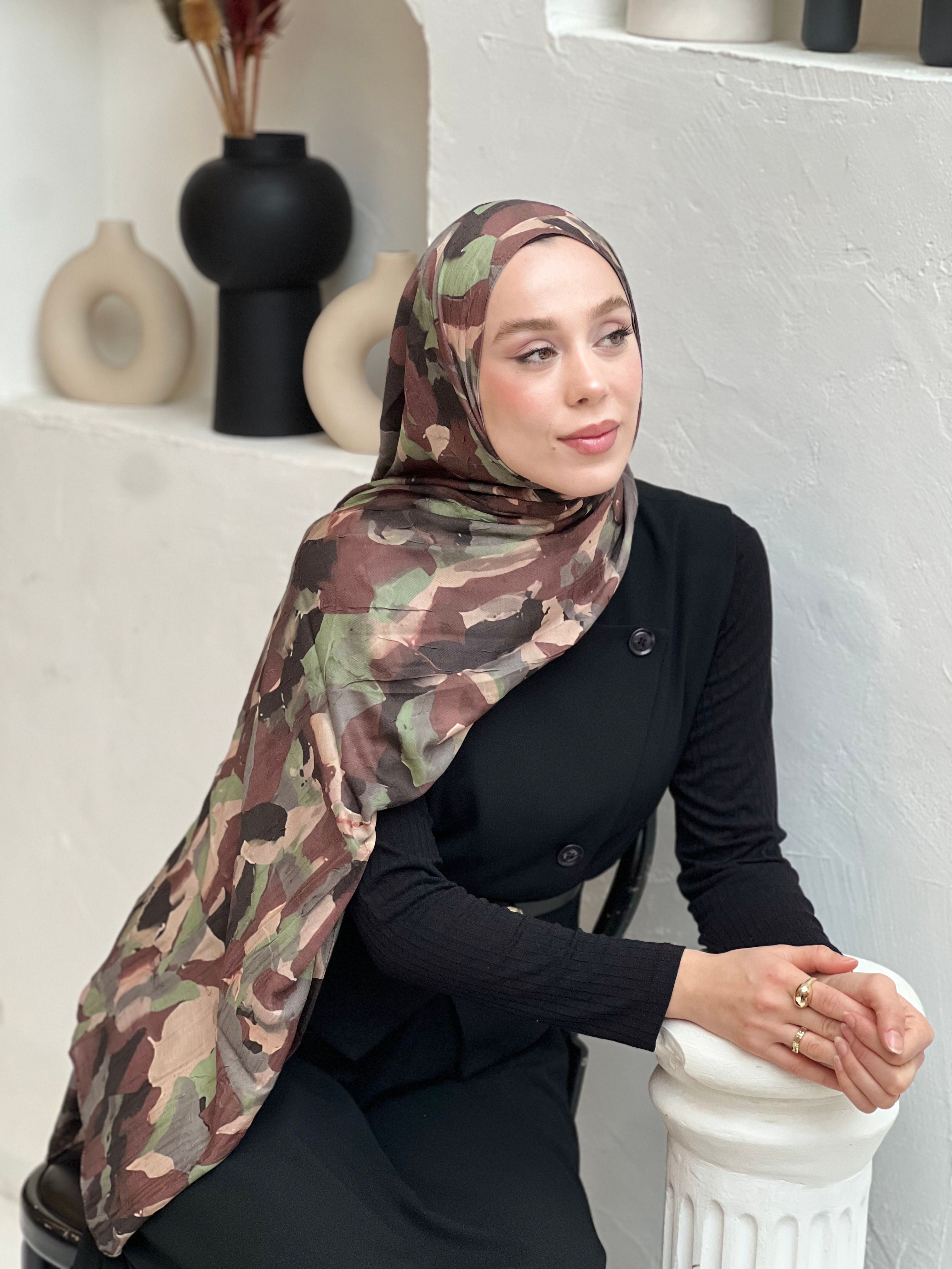 Watercolor Mist Pattern Bamboo Shawl - Camouflage