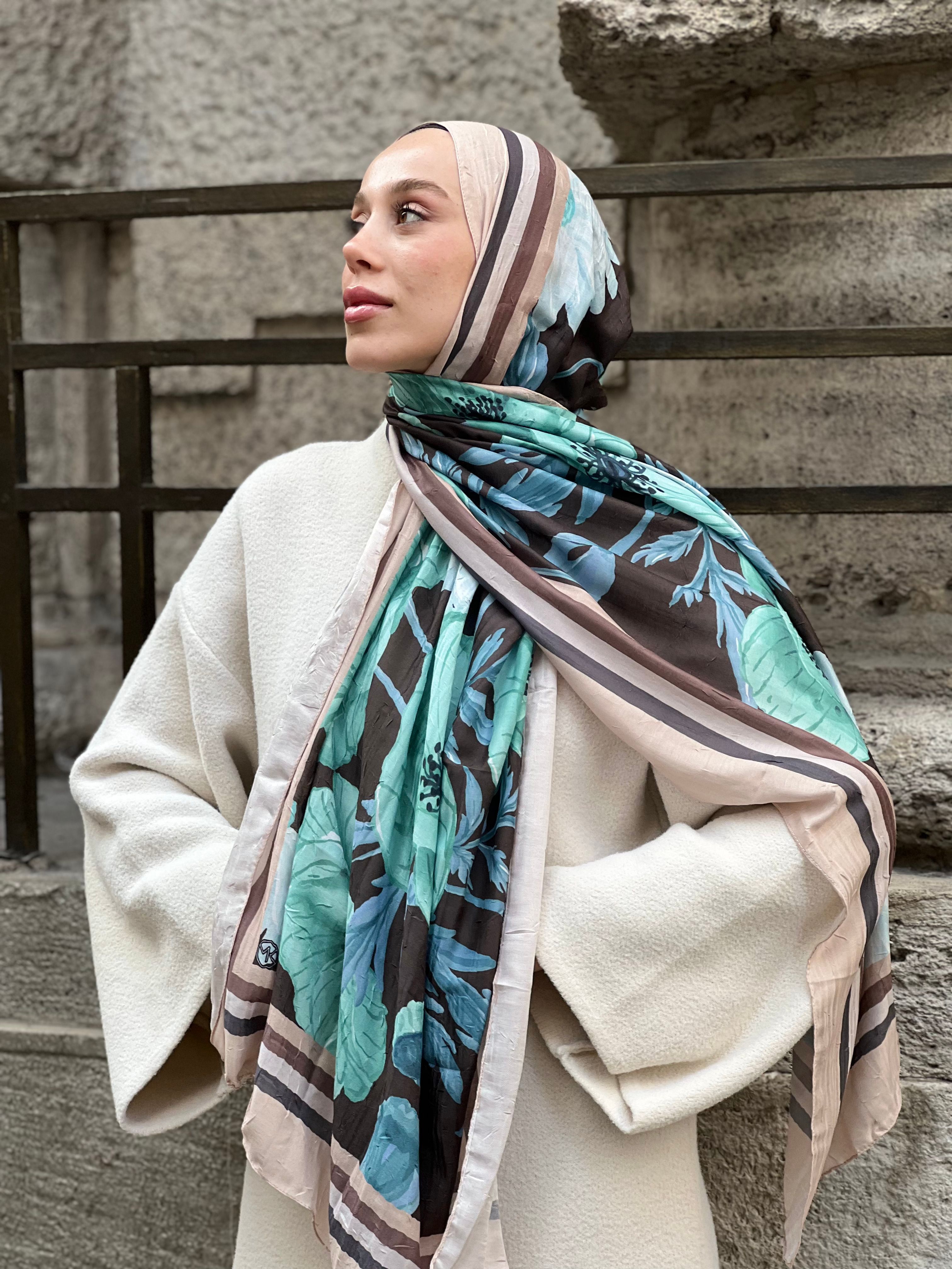 Margarit Pattern Bamboo Shawl - Oleaster