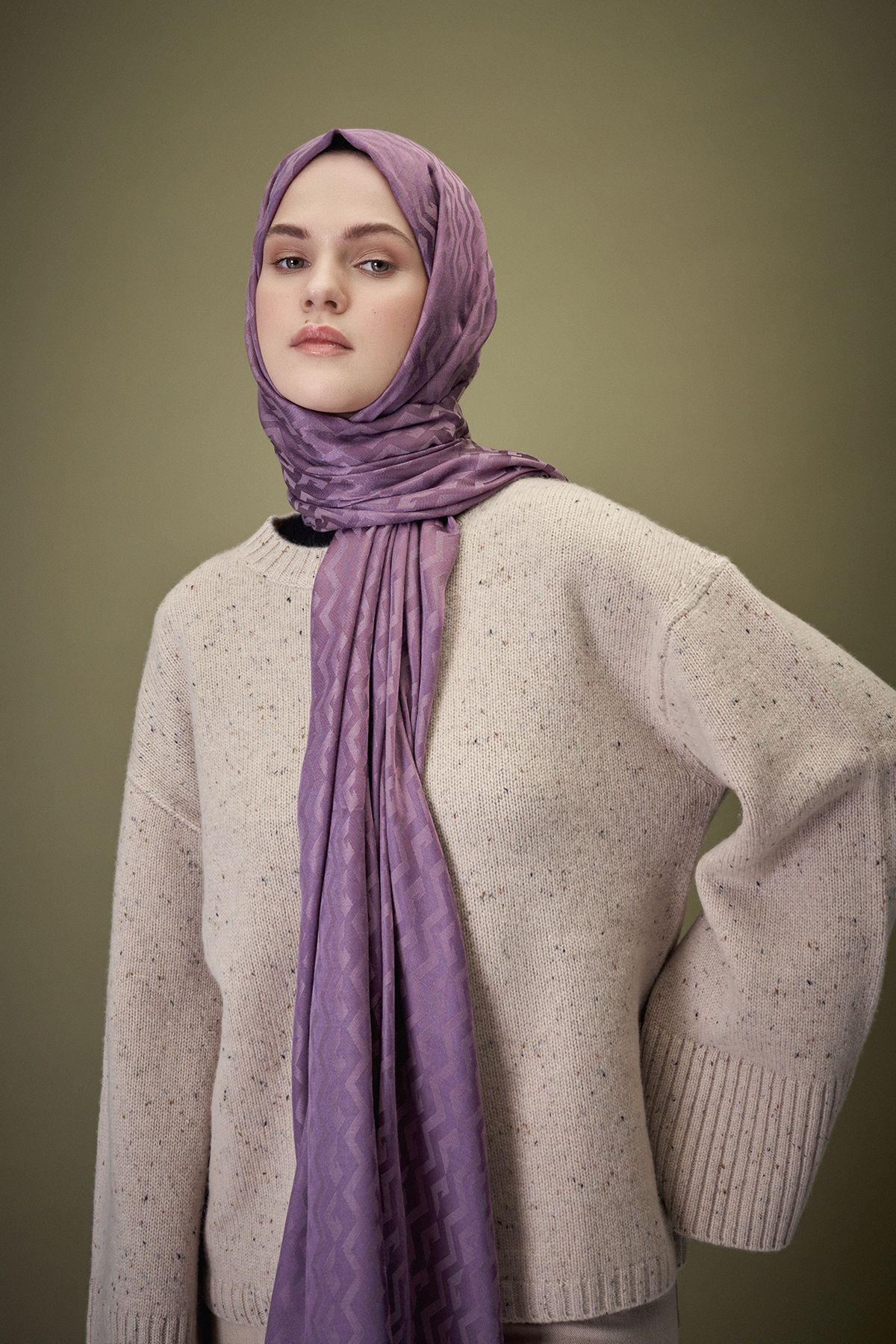 Harmony Jacquard Series Wave Pattern Shawl - Plato